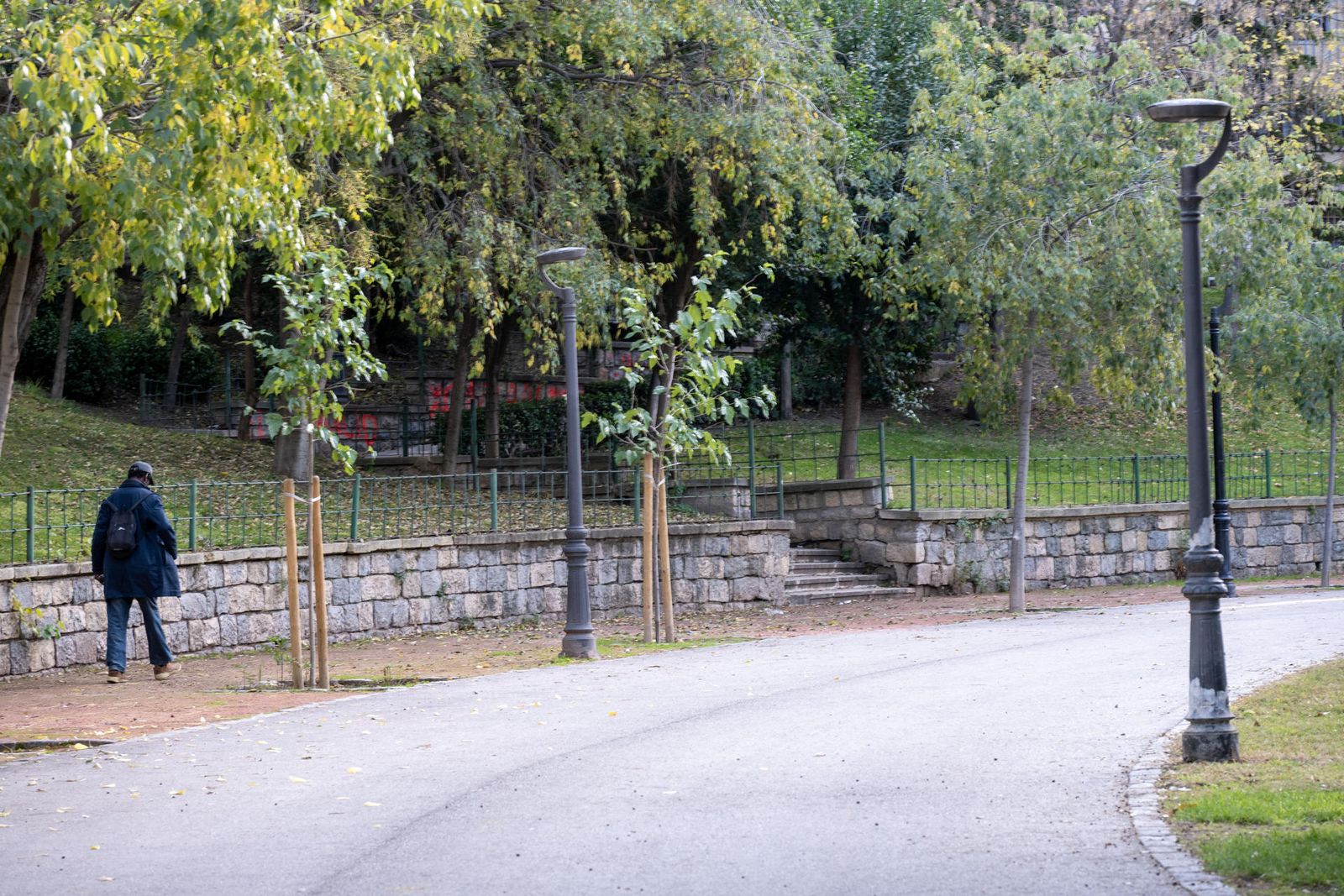 Vista del Parque de la Concordia, en pleno centro de Jaén, donde han aparecido los cuerpos sin vida de dos chicas adolescentes, de 15 y 16 años
