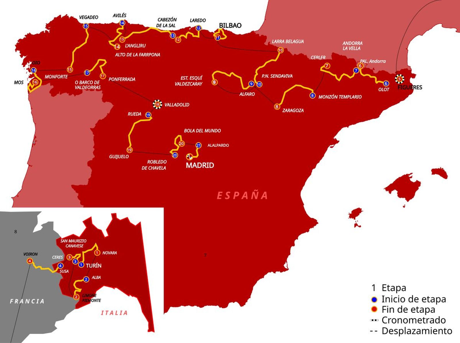 Recorrido de la Vuelta a España 2025