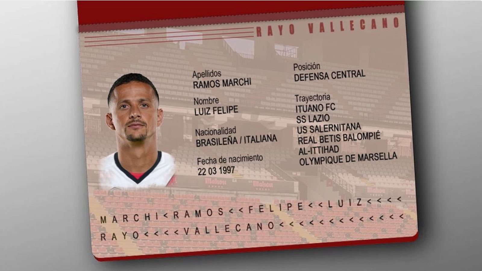 El Rayo Vallecano ficha al central brasileño Luiz Felipe
