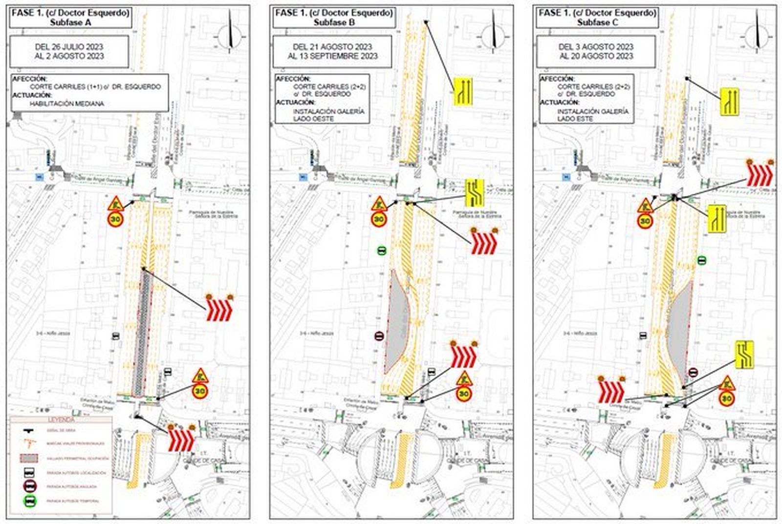 Cortes de tráfico en Doctor Esquerdo hasta septiembre por la ampliación de la L11 de Metro