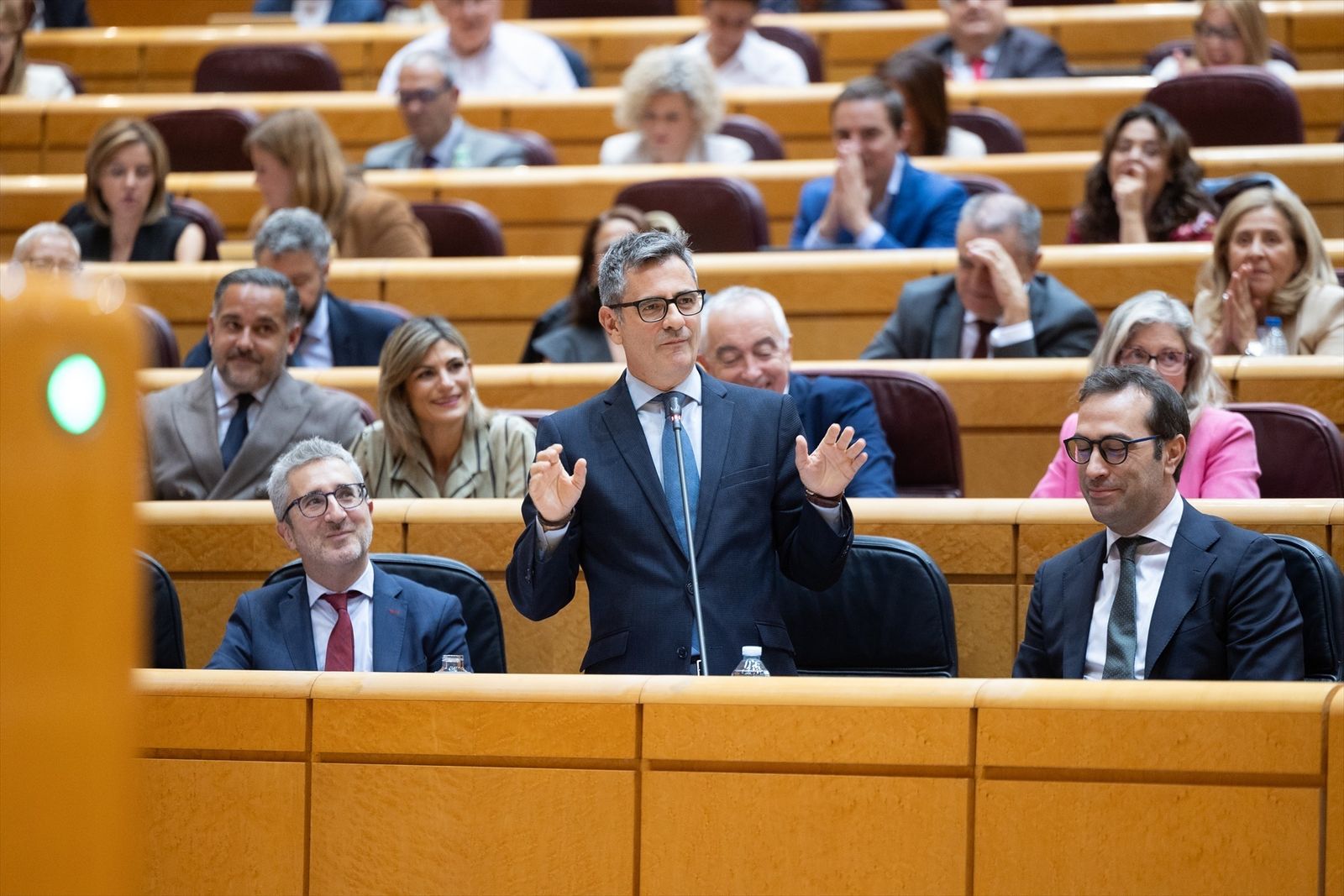 El ministro de la Presidencia, Justicia y Relaciones con las Cortes, Félix Bolaños, interviene en la sesión plenaria en el Senado