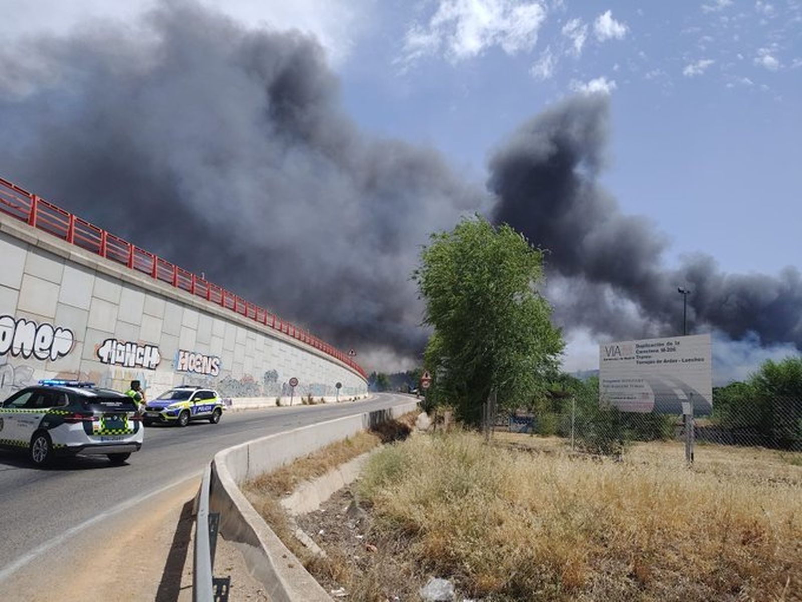 Incendio forestal próximo a las vías de tren en San Fernando de Henares