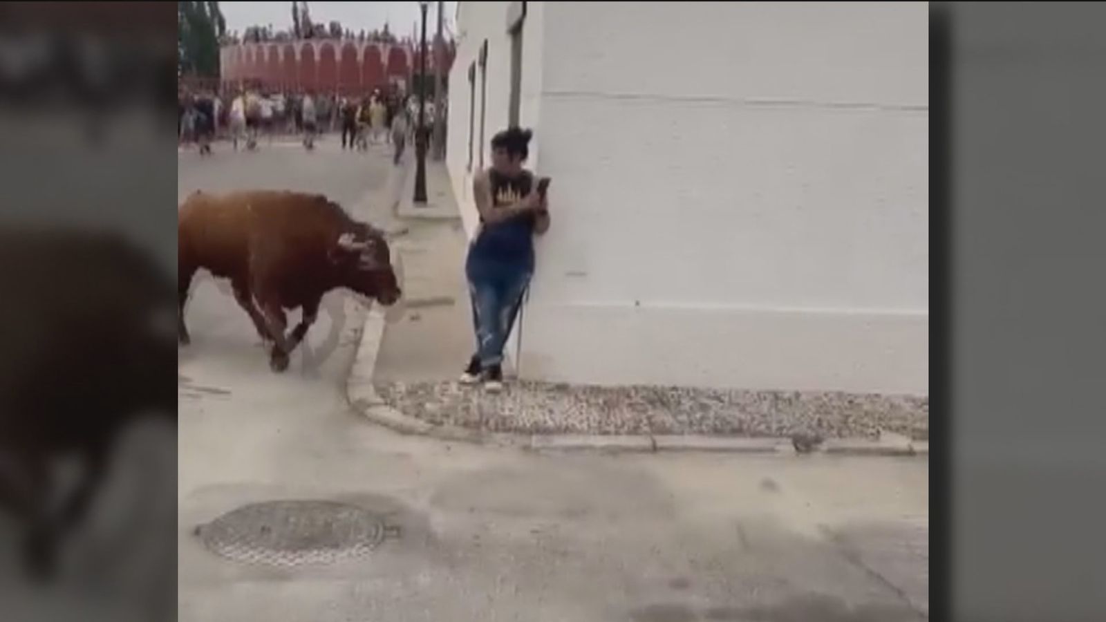 Un toro embiste brutalmente a una mujer distraída