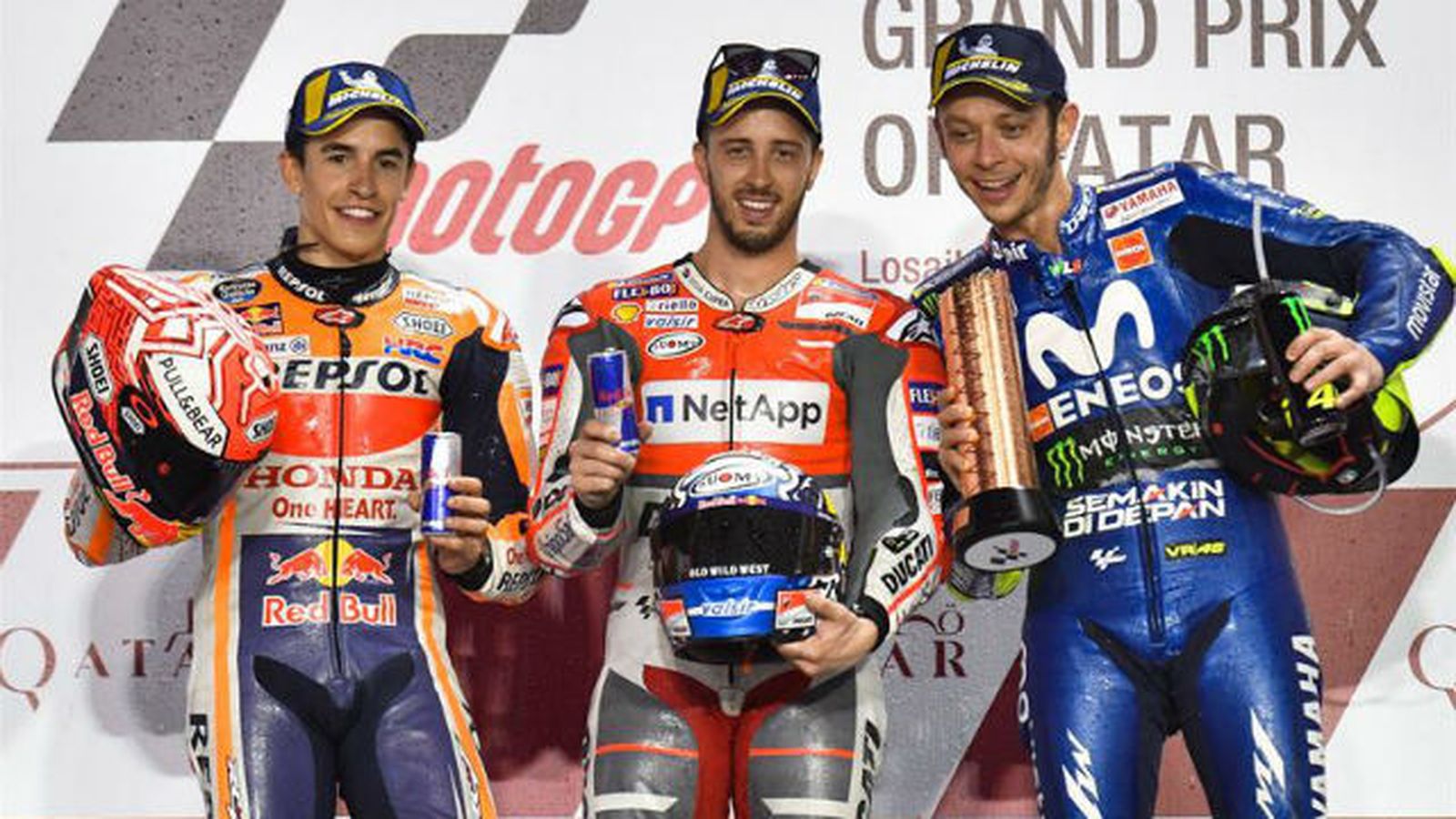 Márquez, Dovizioso y Rossi