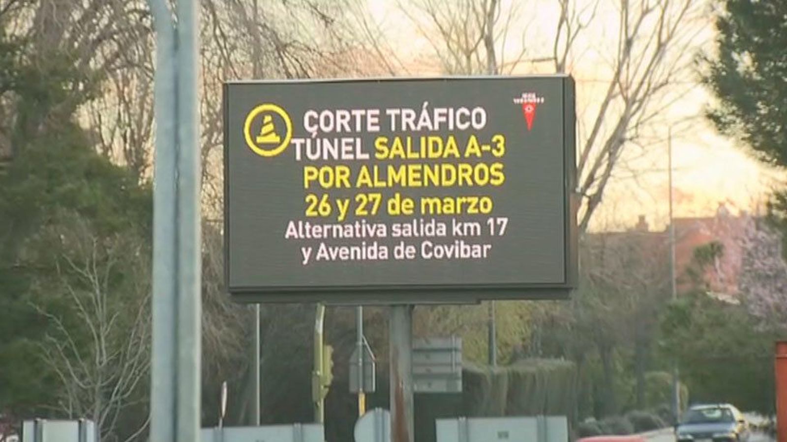 La salida A3 del túnel de la avenida de los Almendros cierra por obras