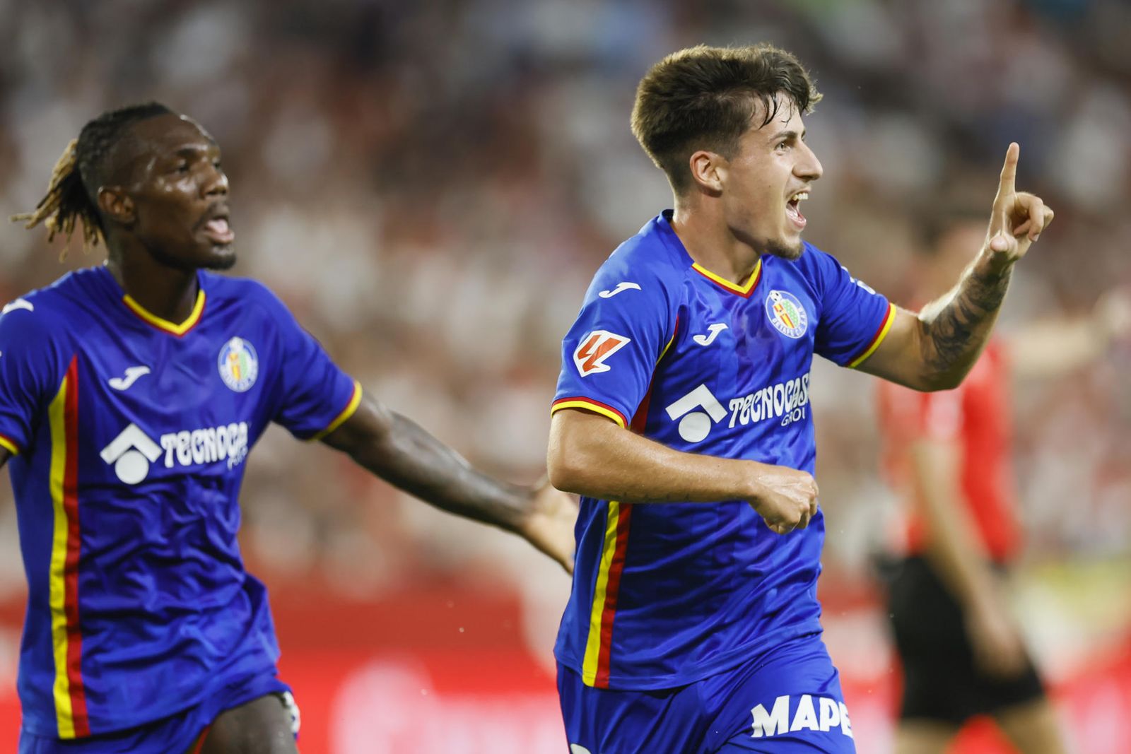 El delantero del Getafe Adrián Liso celebra el 0-1 ante el Sevilla
