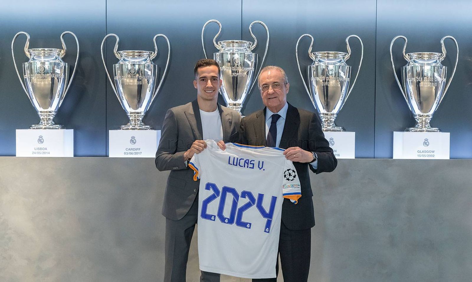 Lucas Vázquez y Florentino Pérez