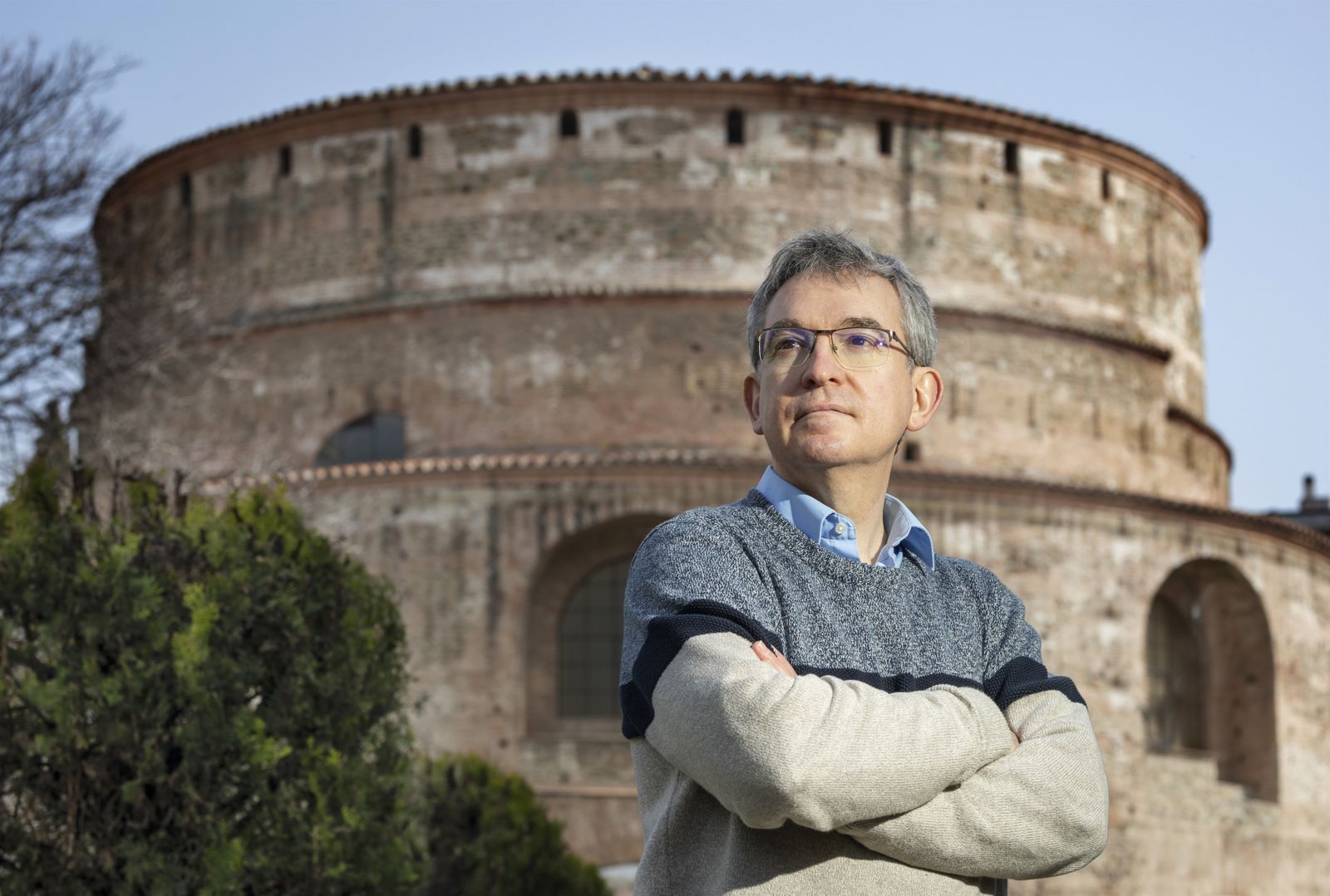 El escritor Santiago Posteguillo en la presentación en Tesalónica de 'Yo soy Roma'
