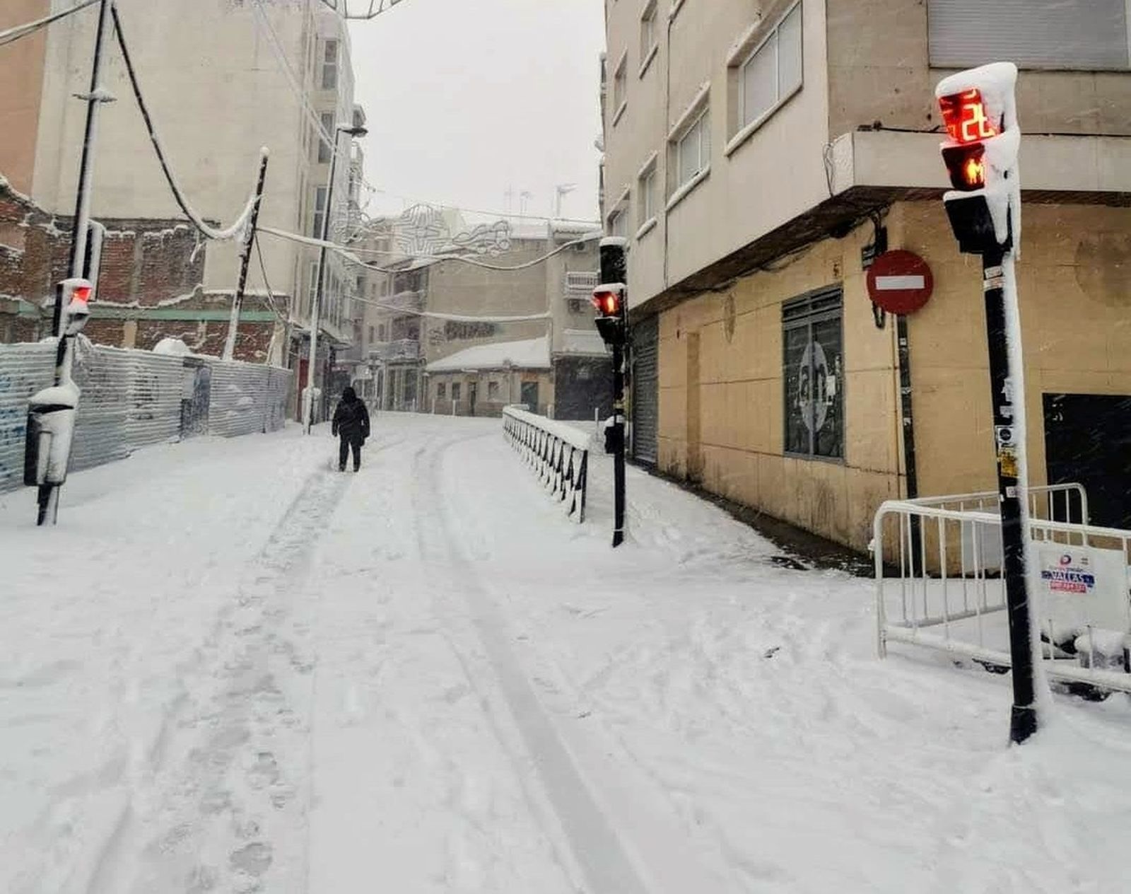 Getafe en plena nevada de la borrasca Filomena