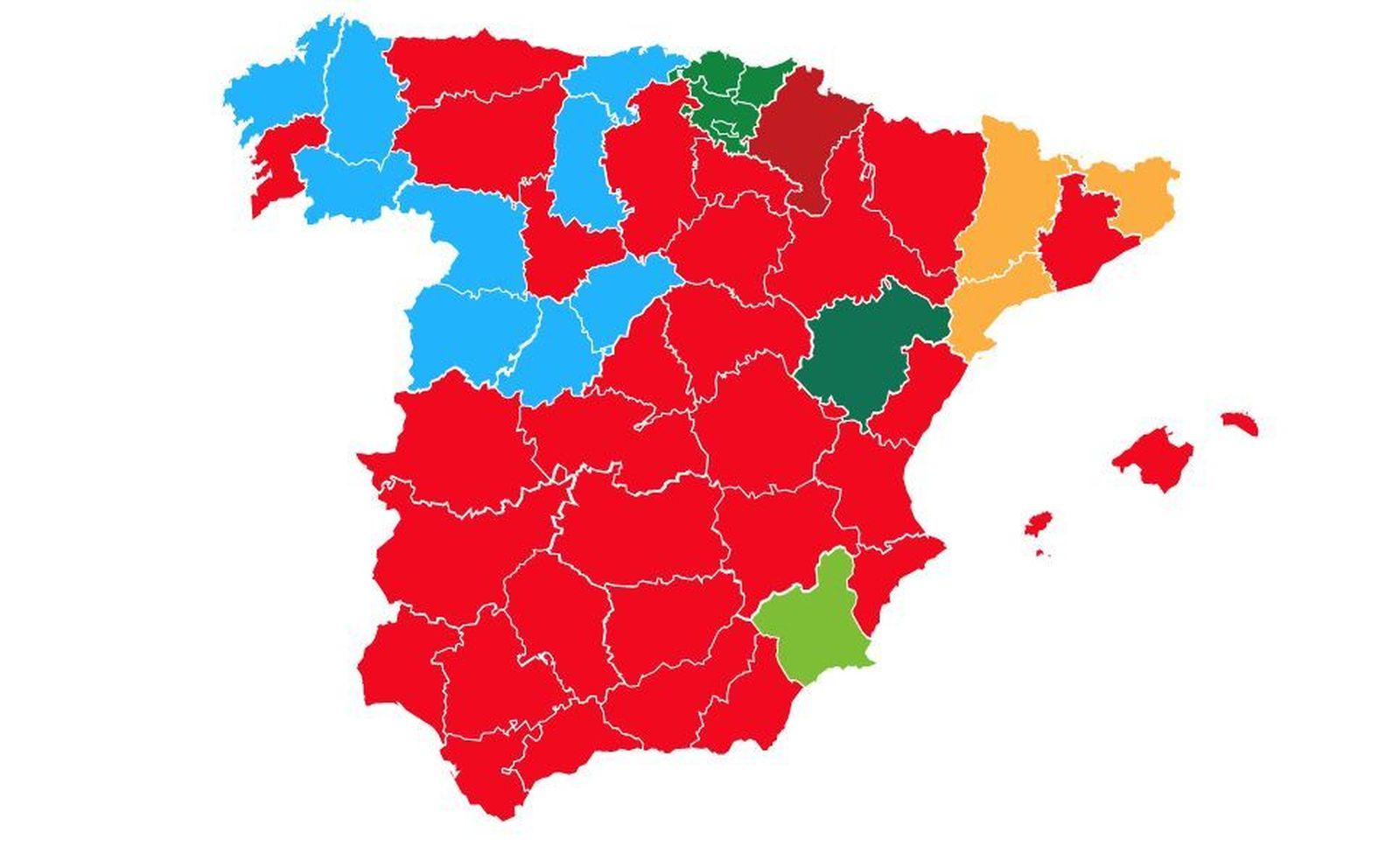 El mapa electoral en España en el 10-N