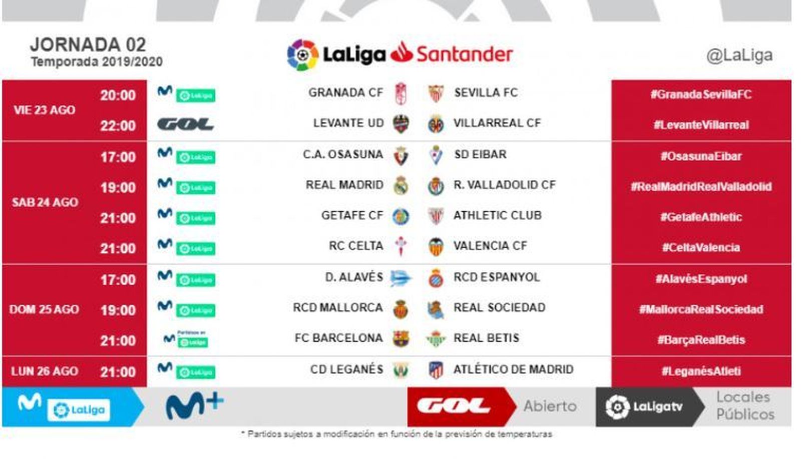 Segunda jornada de liga