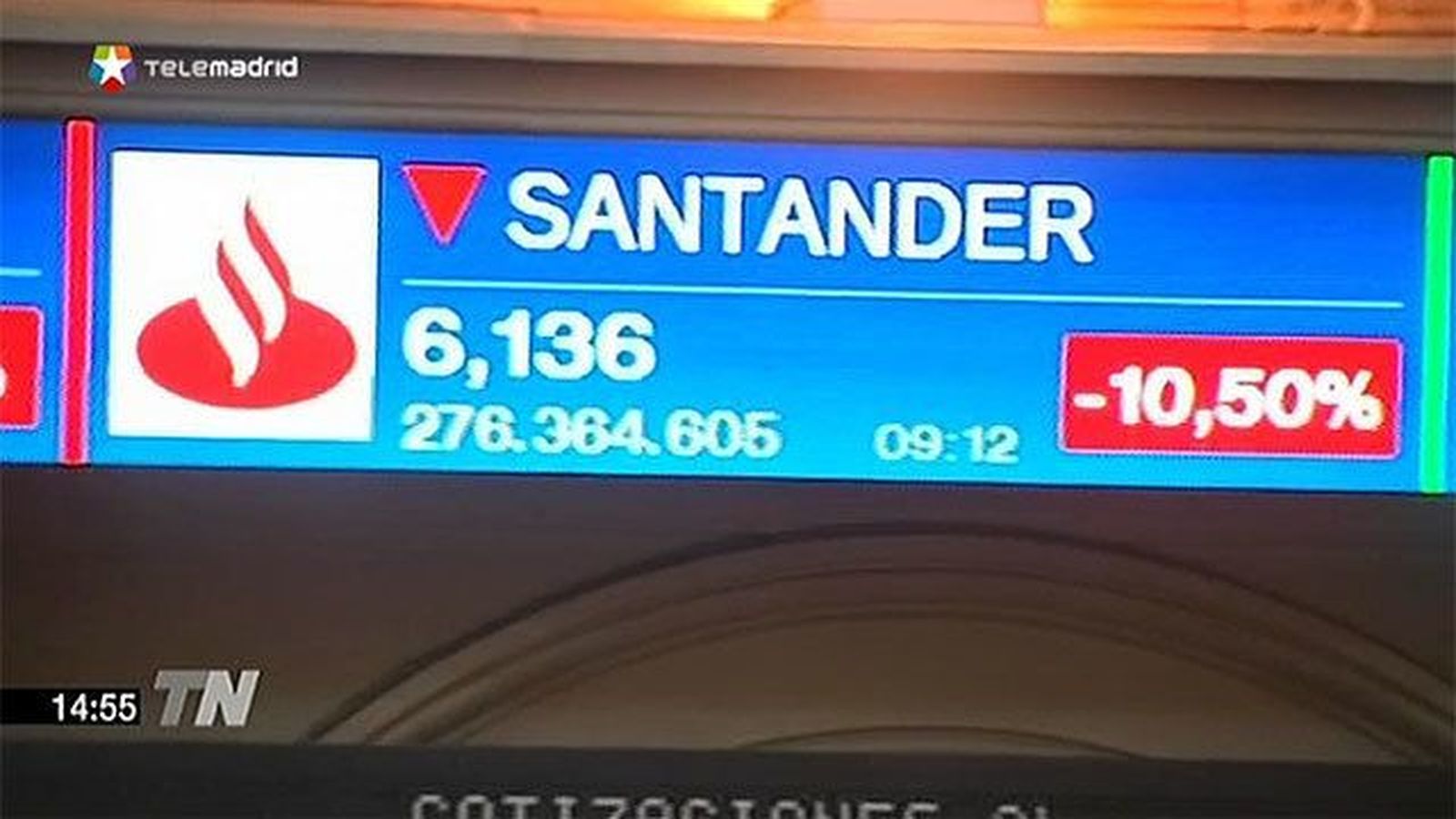 El Santander cae más del 10% en Bolsa tras su ampliación con descuento