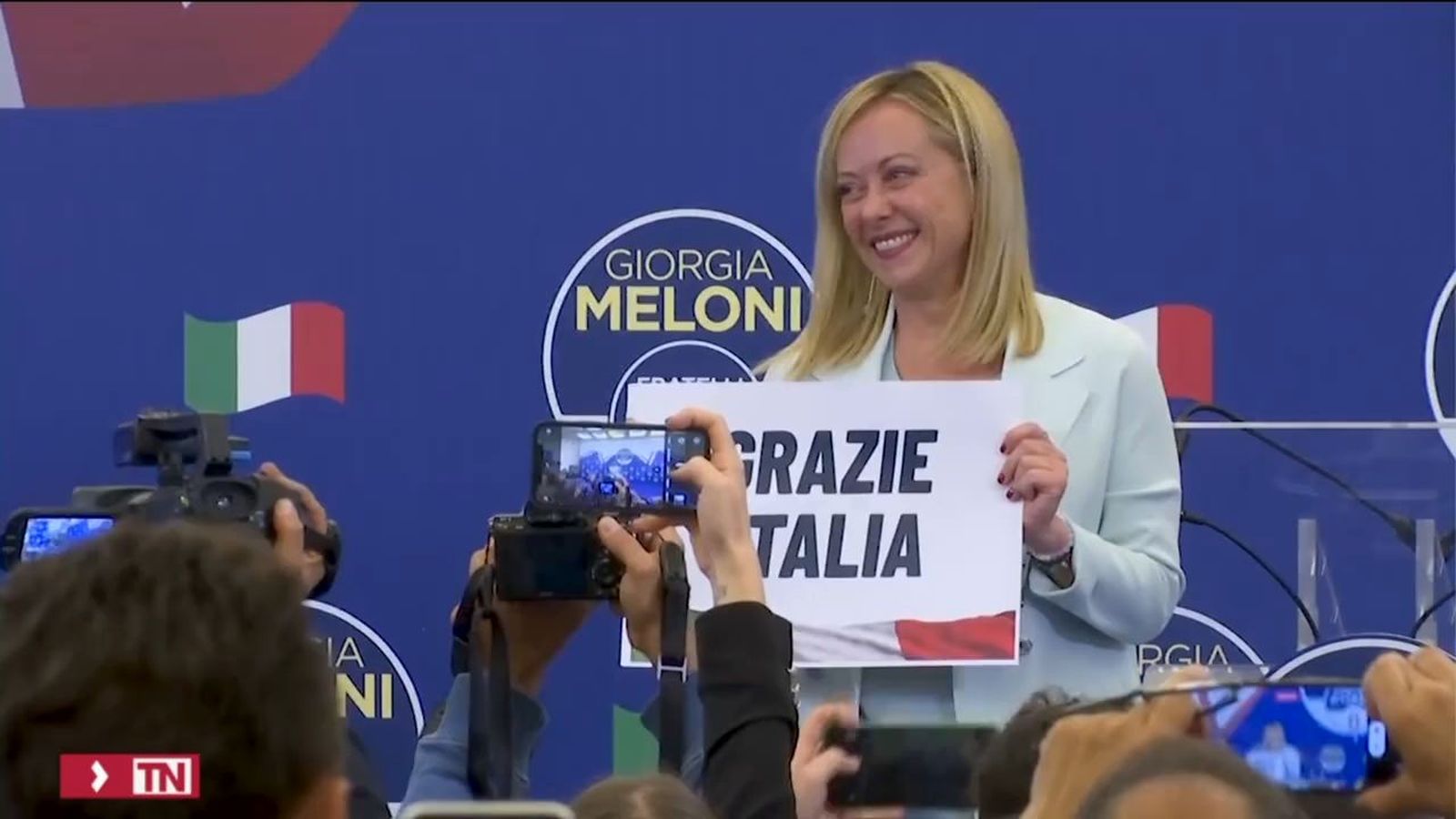 Meloni celebra la victoria en Italia