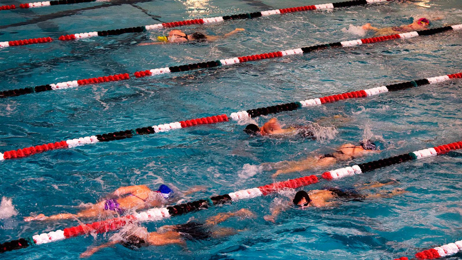 Clase de natación en un polideportivo municipal