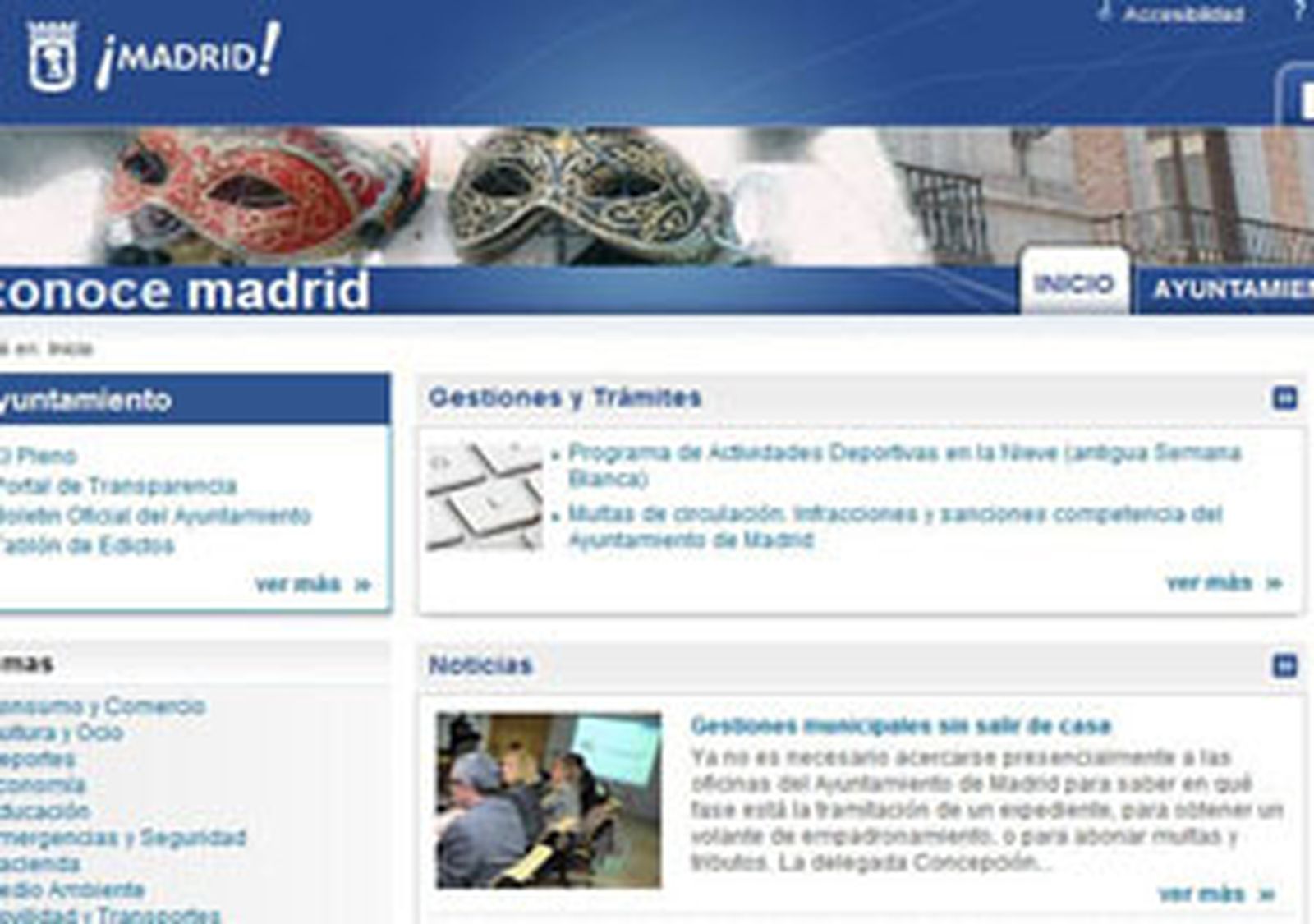 Página web ayuntamiento de Madrid