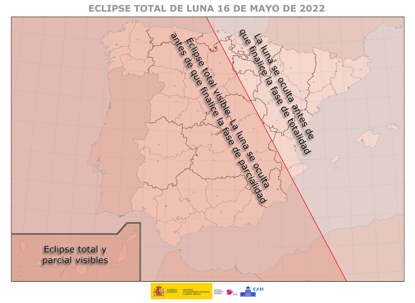Mapa del eclipse lunar del 16 de mayo de 2022