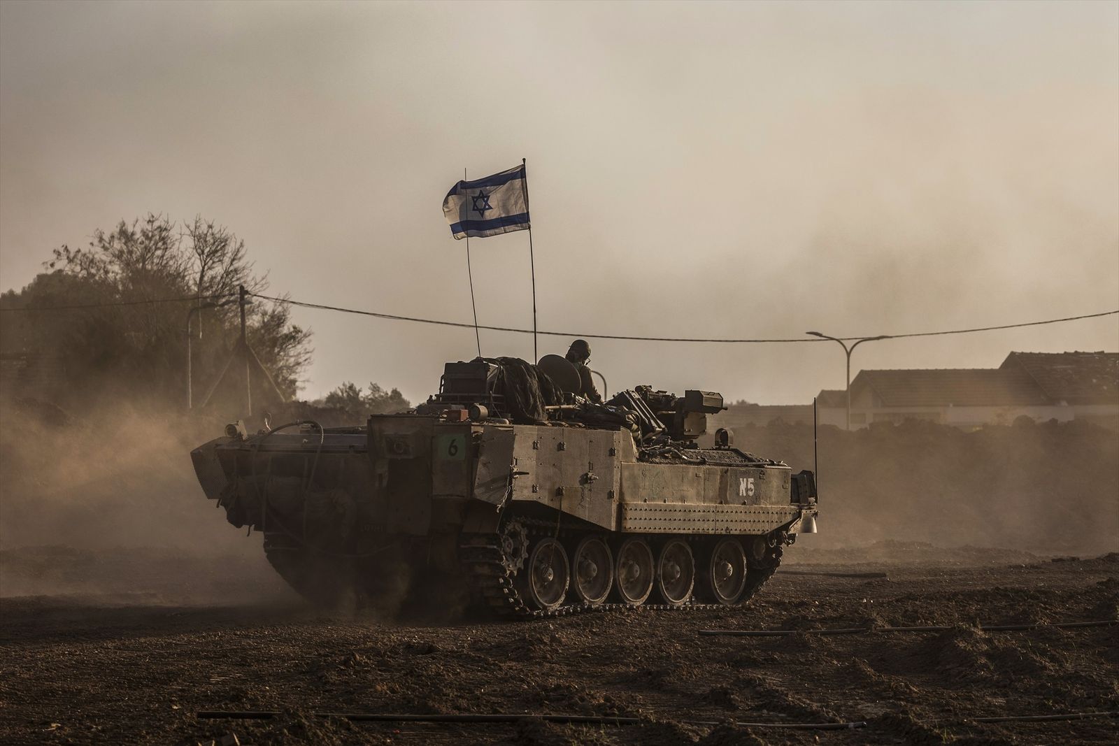 Tanque israelí cerca de la frontera de Gaza