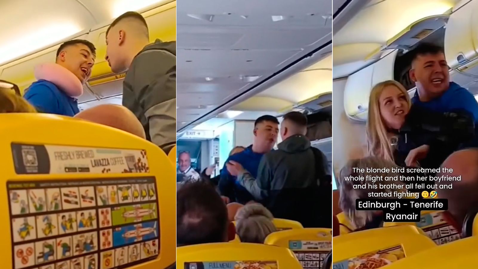 Pelea entre jóvenes británicos un vuelo de Ryanair de Edimburgo a Tenerife