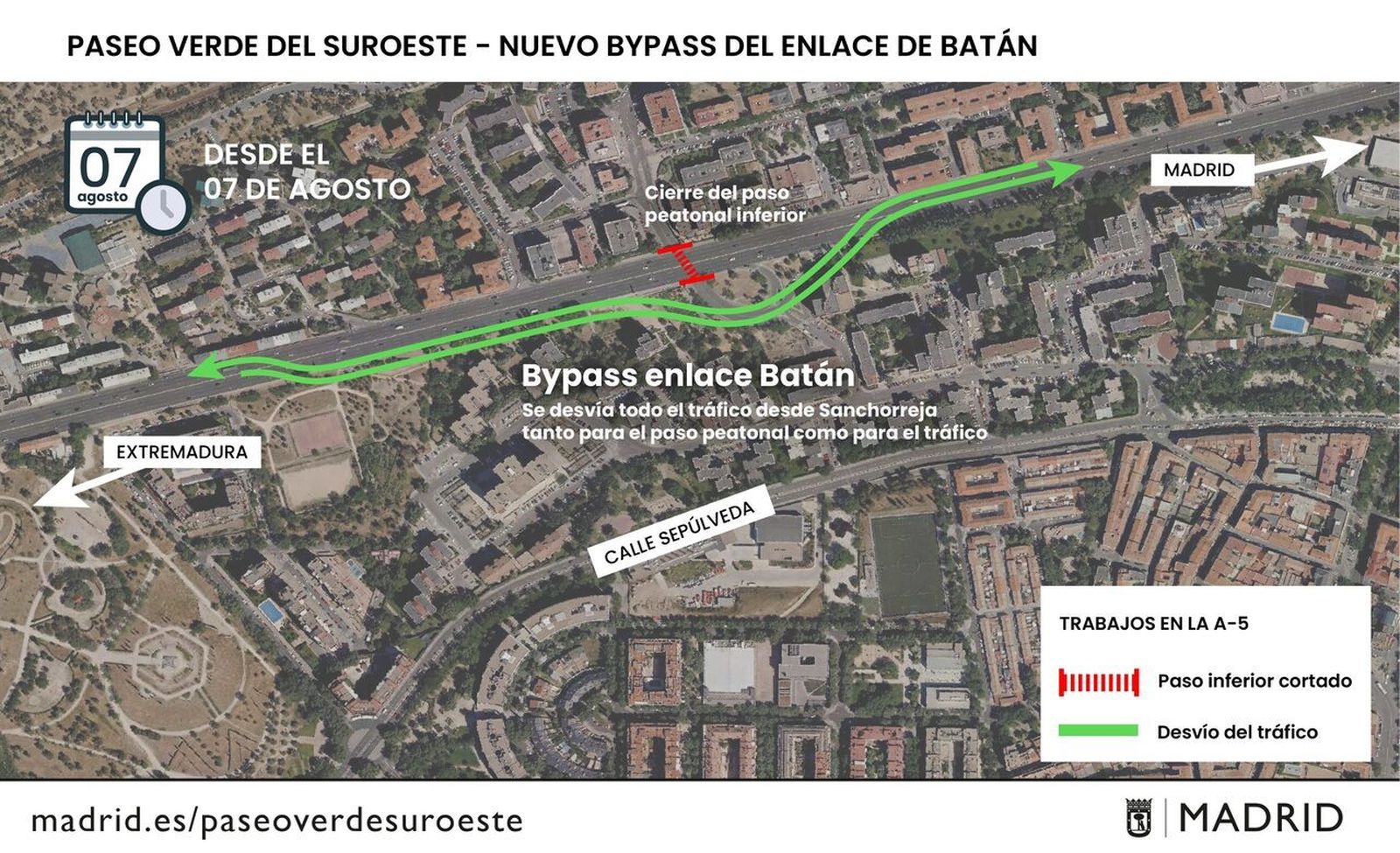 Abierto desde este jueves el nuevo desvío en la A-5 hasta el baipás de Batán