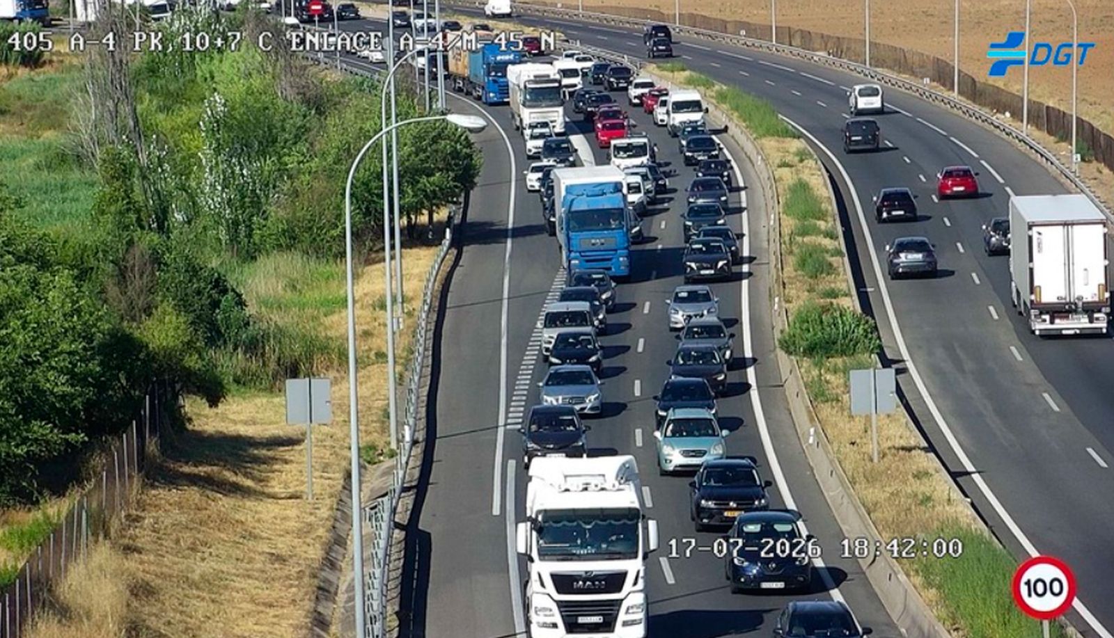 Retenciones  en la A-1 y la A-4 de salida de Madrid
