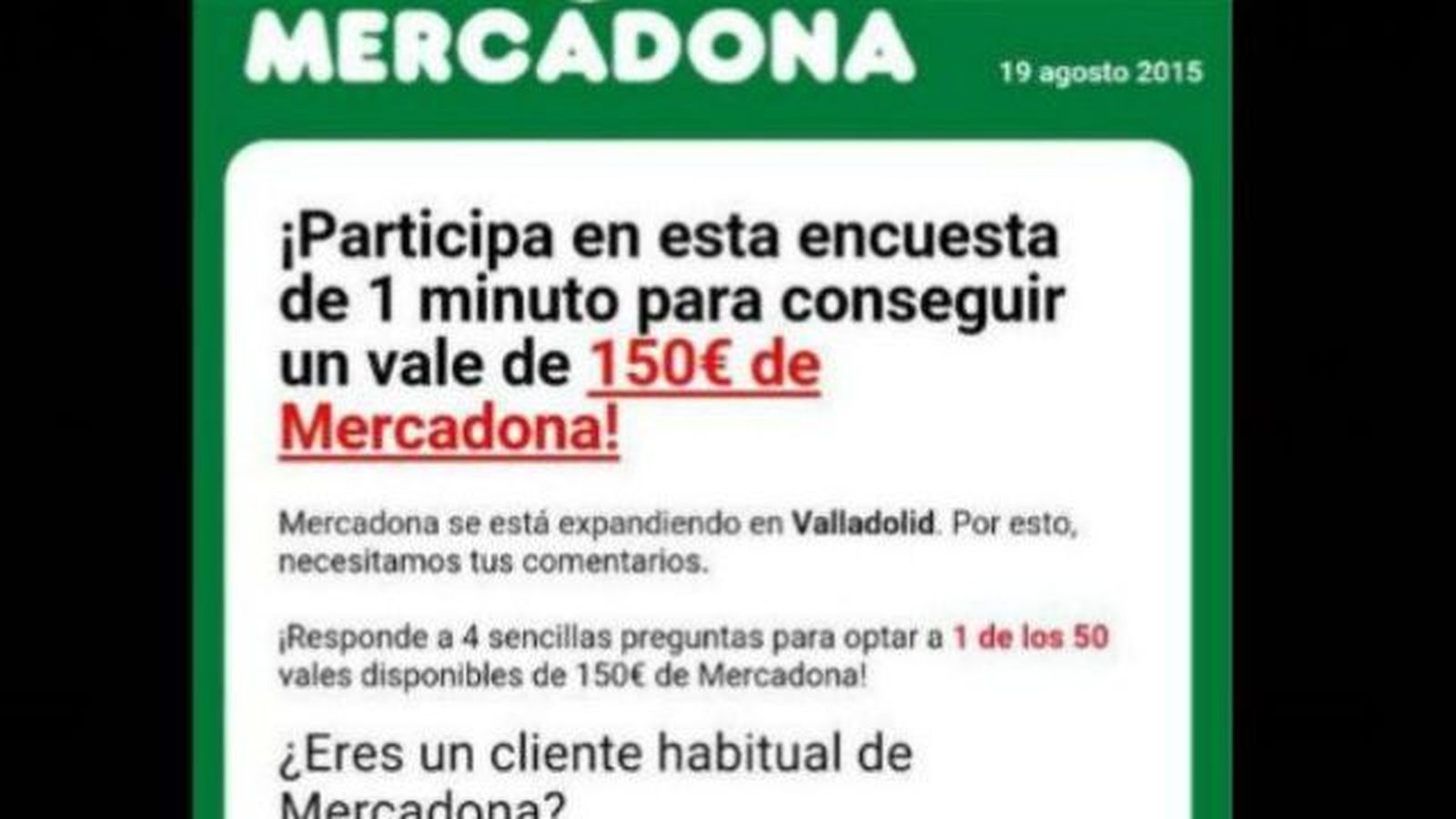 La Policía avisa de un fraude por móvil con falso vale de Mercadona de 150 euros