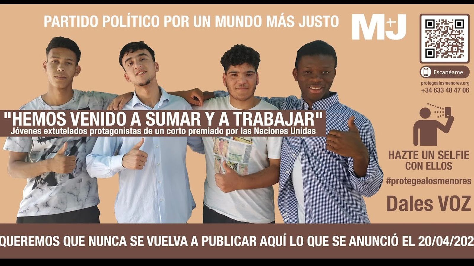 Cartel 'Protege a los menores' de M+J en la estación de Metro de Sol