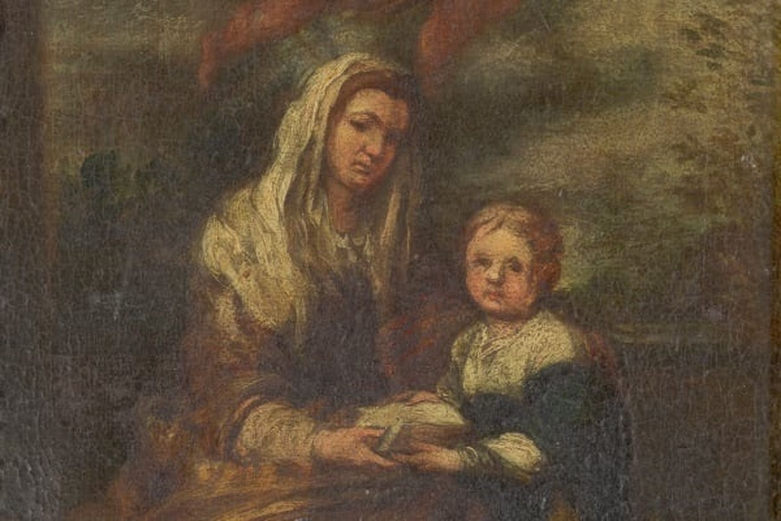 Detalle del boceto para el cuadro 'Santa Ana dando una lección a la Virgen', de Murillo
