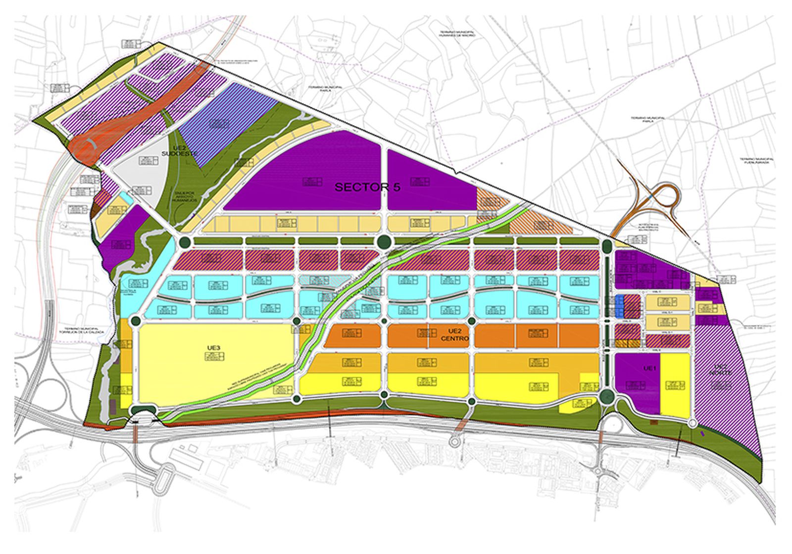 Mapa del desarrollo urbanístico del PAU-5 de Parla
