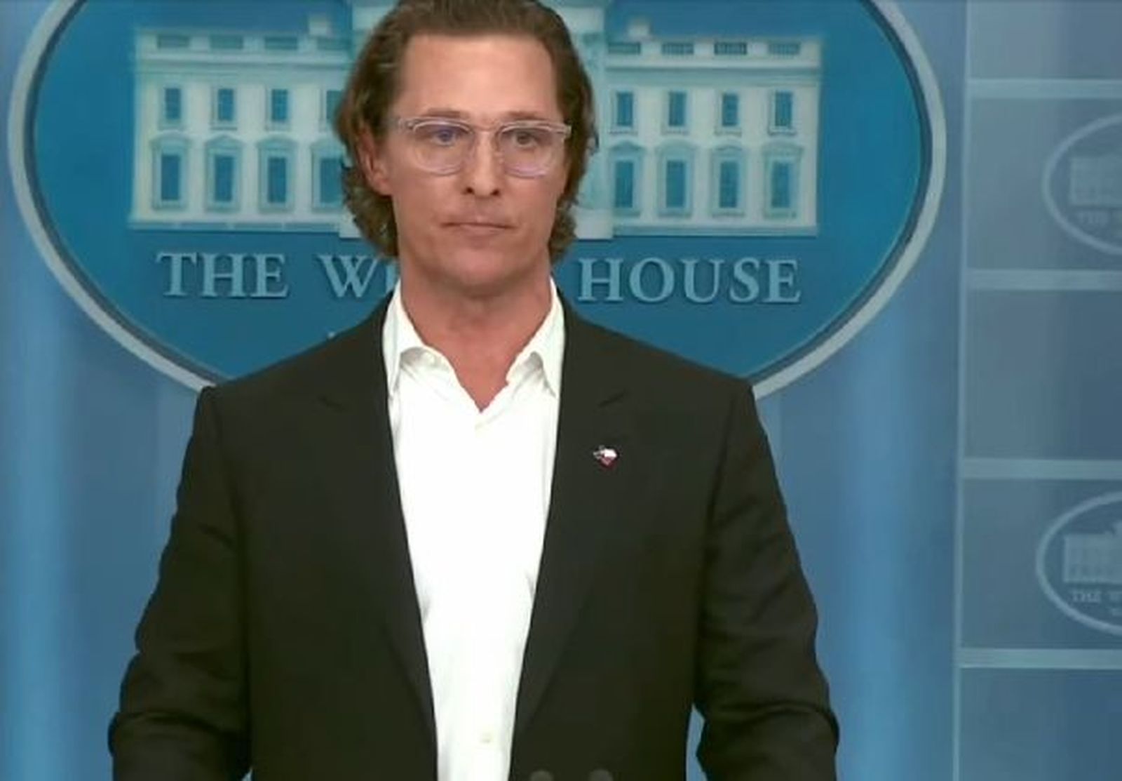 El actor Matthew McConaughey en la Casa Blanca