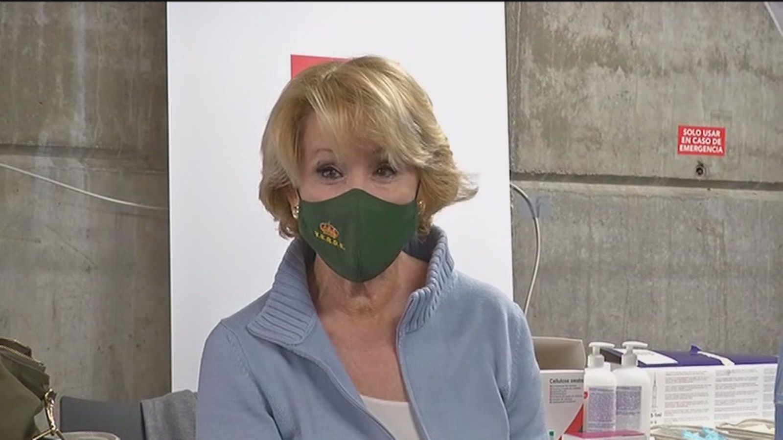 Aguirre, vacunada con AstraZeneca en el Wizink: "La organización ha sido admirable"
