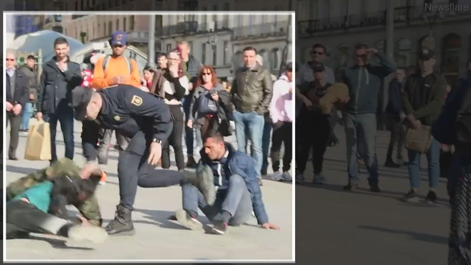 Los sindicatos policiales justifican la violencia de dos antidisturbios en la Puerta del Sol
