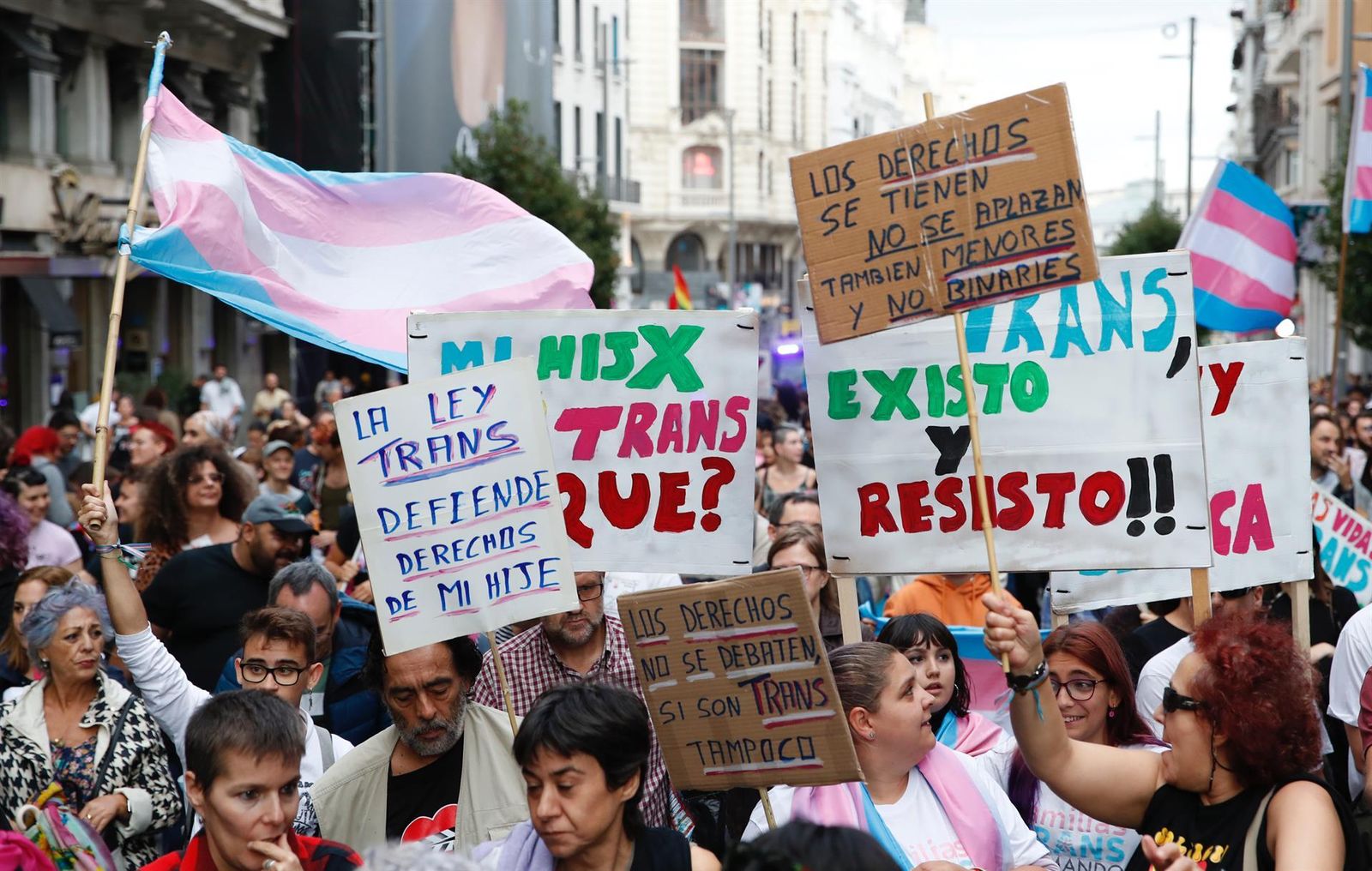 Manifestación  convocada por la Federación Plataforma Trans, este sábado en Madrid