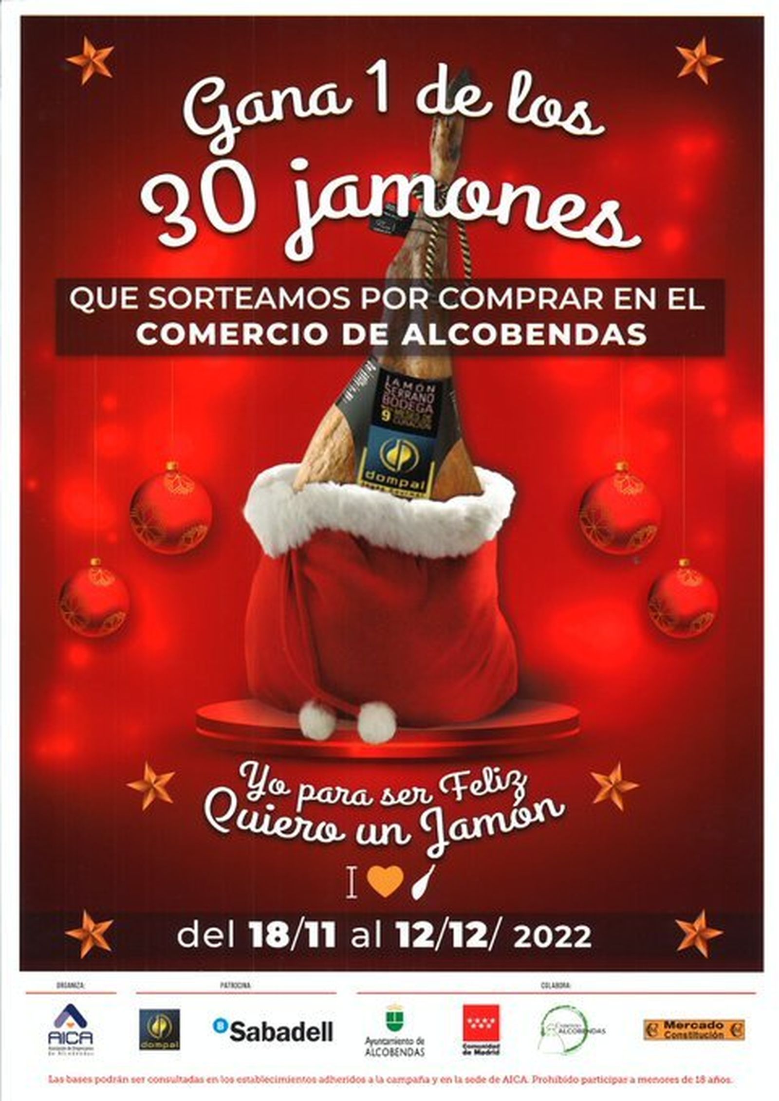 Sorteo de 30 jamones en Alcobendas para promover el comercio local