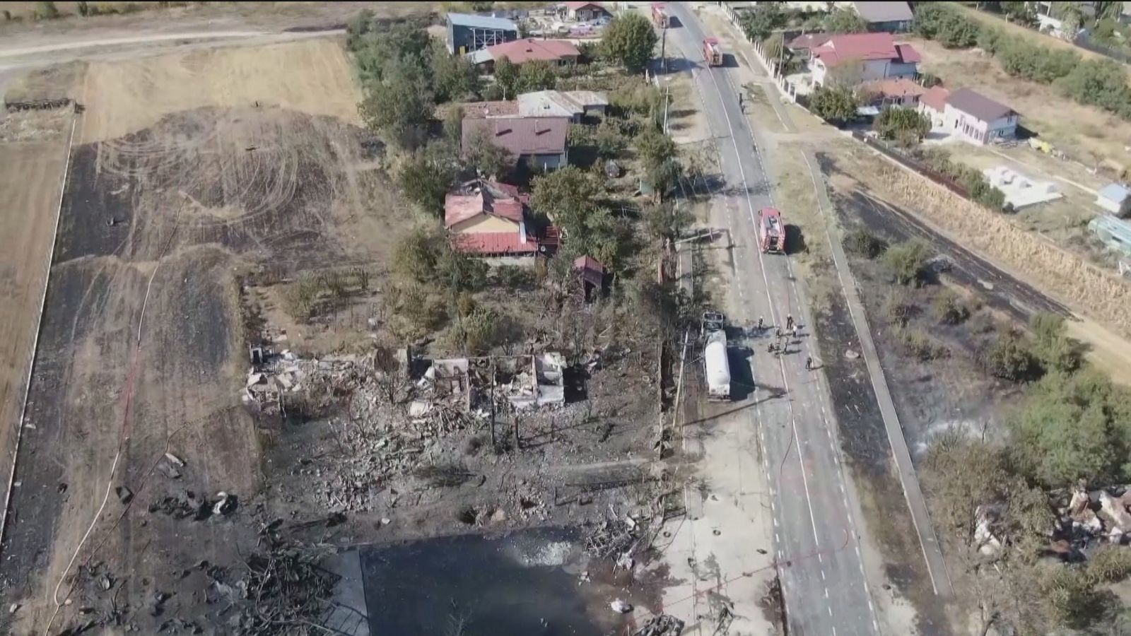 Visión aérea tras la explosión de una estación de gas en Rumanía