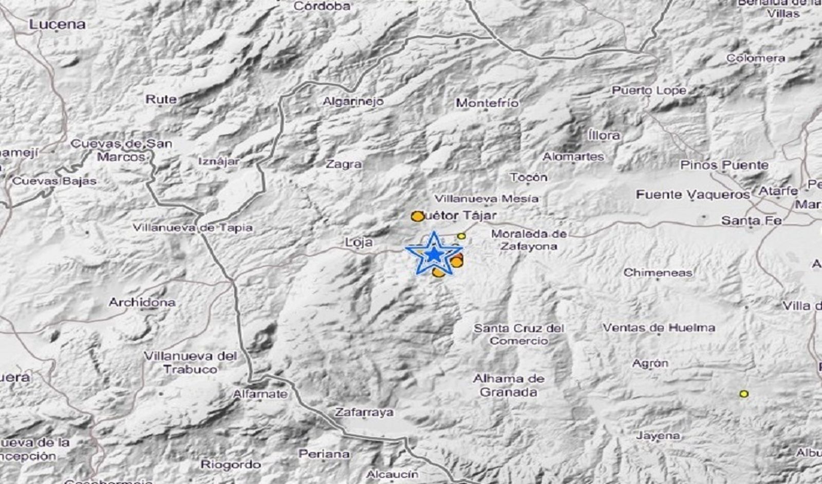 Dos seísmos de 3,6 y 3,5 grados sacuden Huétor-Tájar y Salar (Granada) sin causar daños
