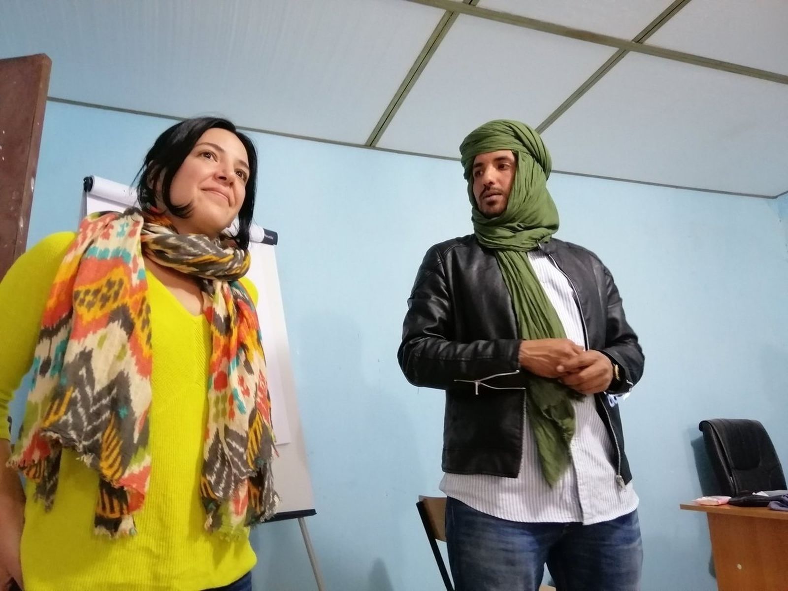 Idoia Villanueva, responsable del área internacional de Podemos, en un campo de refugiados de Tindouf