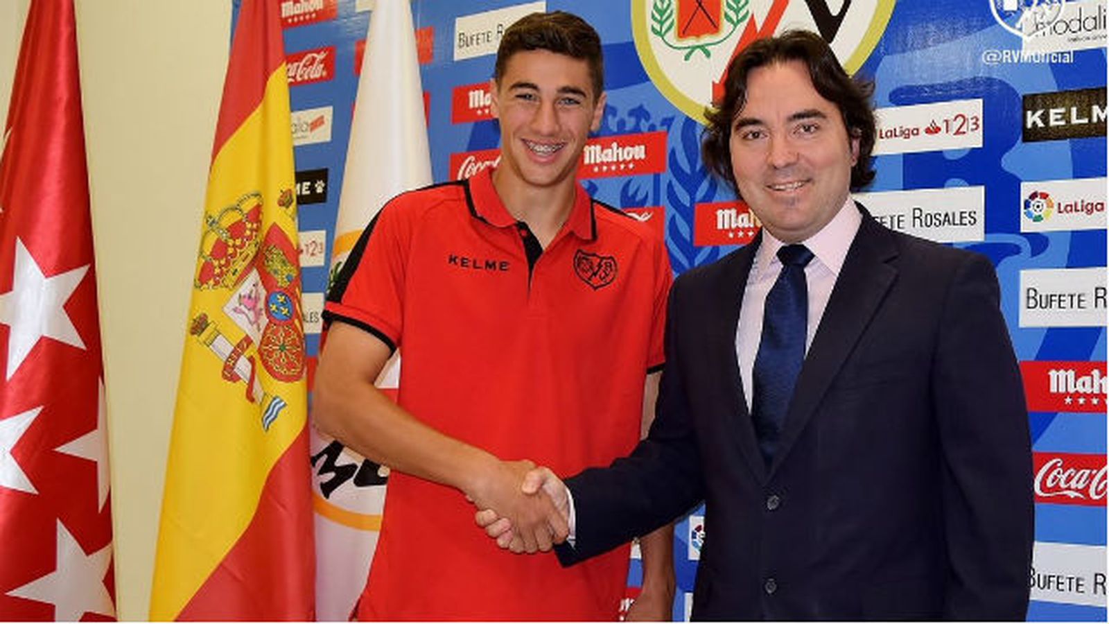 Santi Comesaña con el presidente del Rayo