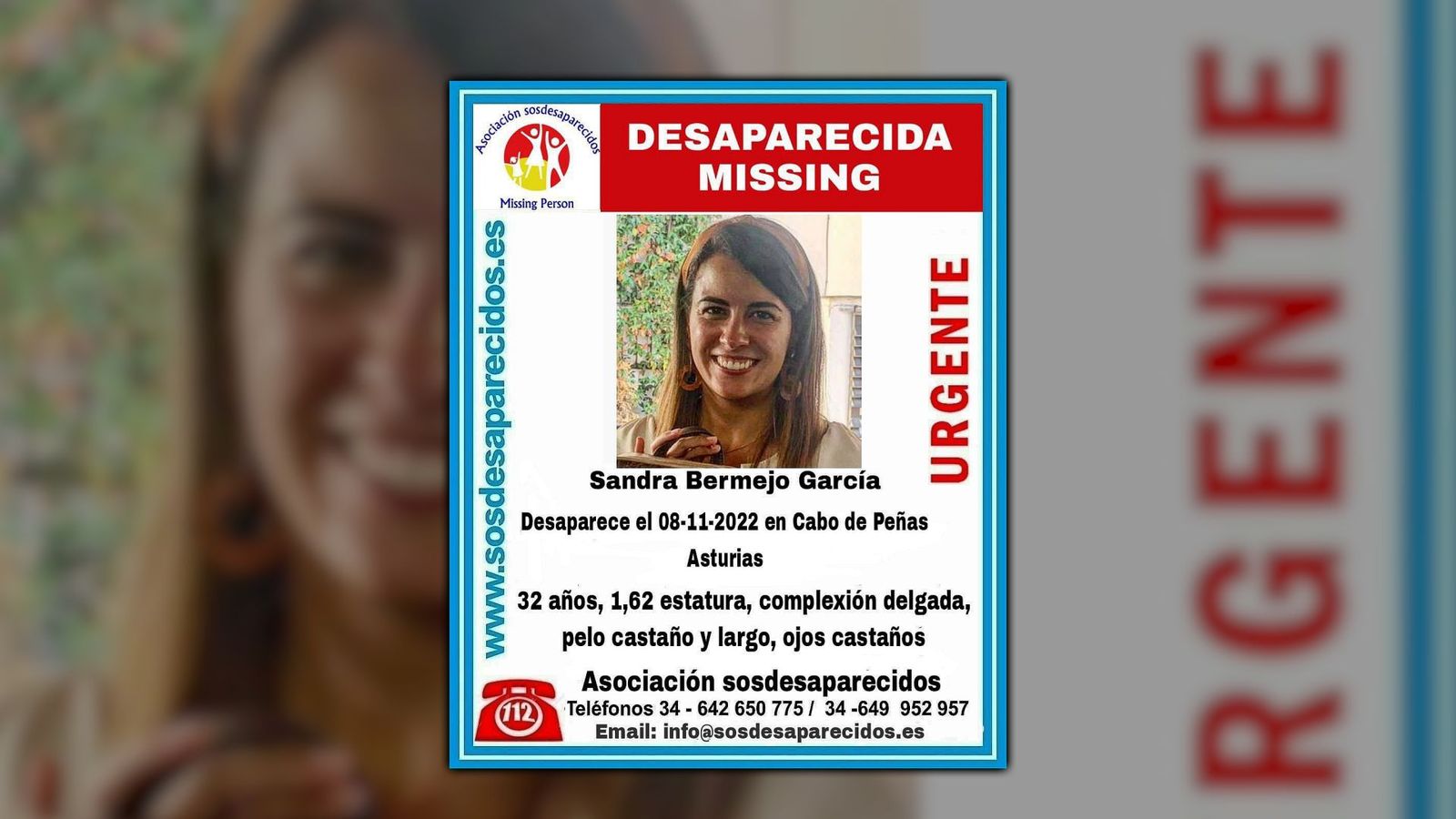 Se busca a Sandra Bermejo, una madrileña de 32 años desaparecida en Cabo de Peñas, Asturias