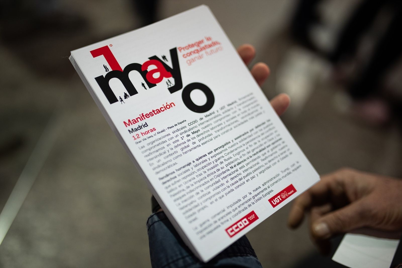 Una octavilla con información sobre la manifestación del 1 de mayo,