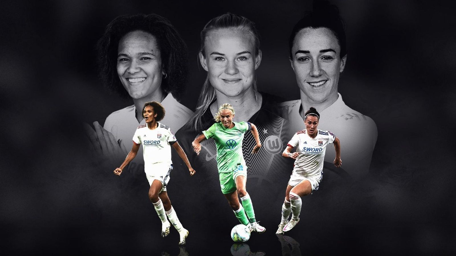 Lucy Bronze, Pernille Harder y Wendie Renard