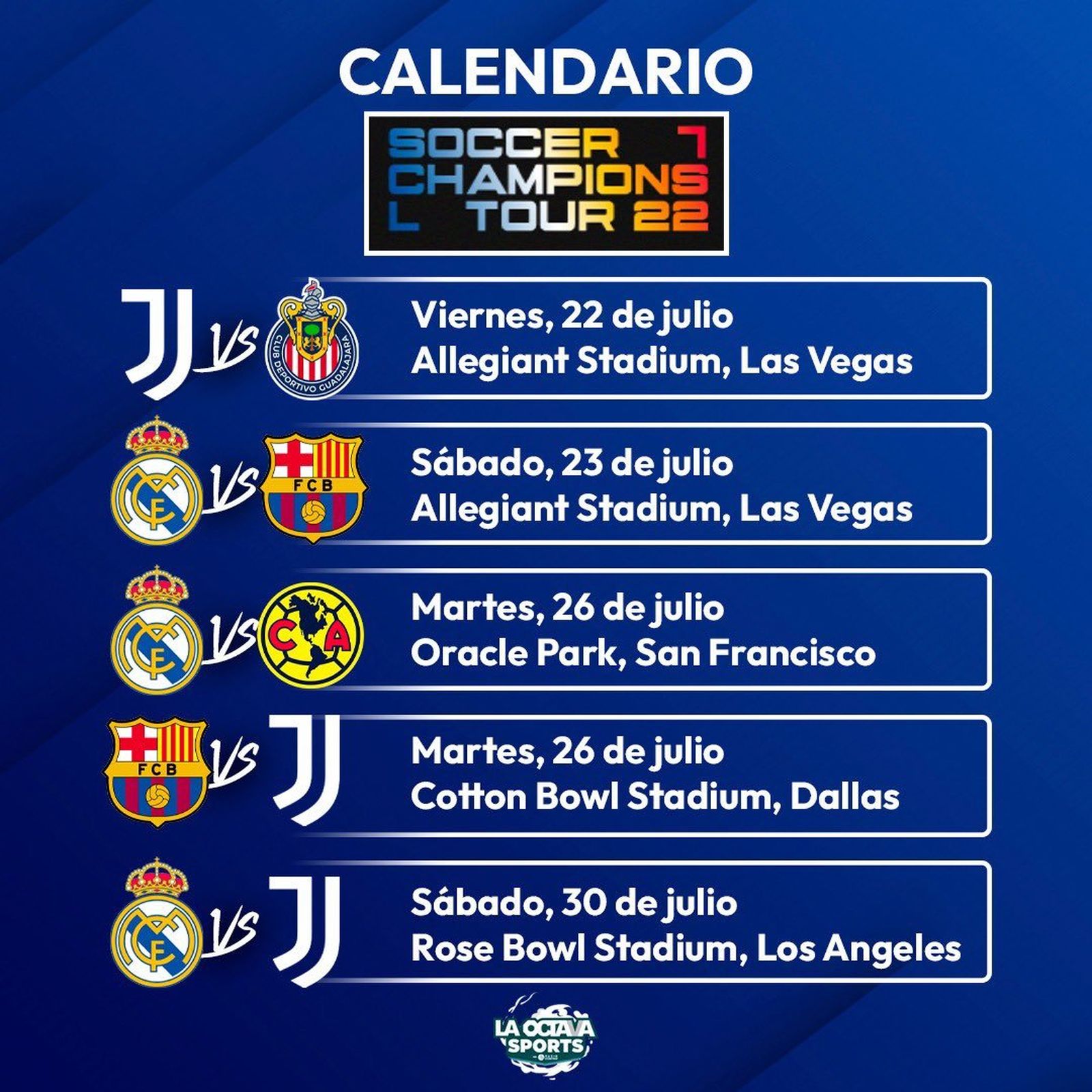 Calendario del Soccer Champions Tour