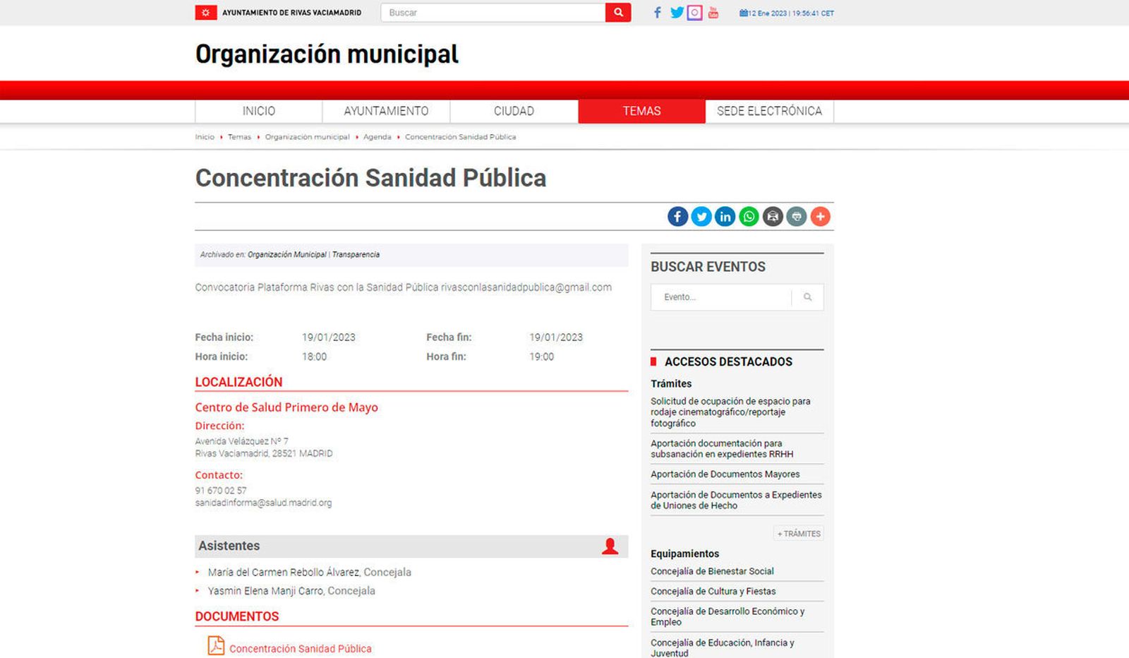 El PP de Rivas Vaciamadrid rechaza  que se utilice una página que se mantiene con dinero público para fines partidistas