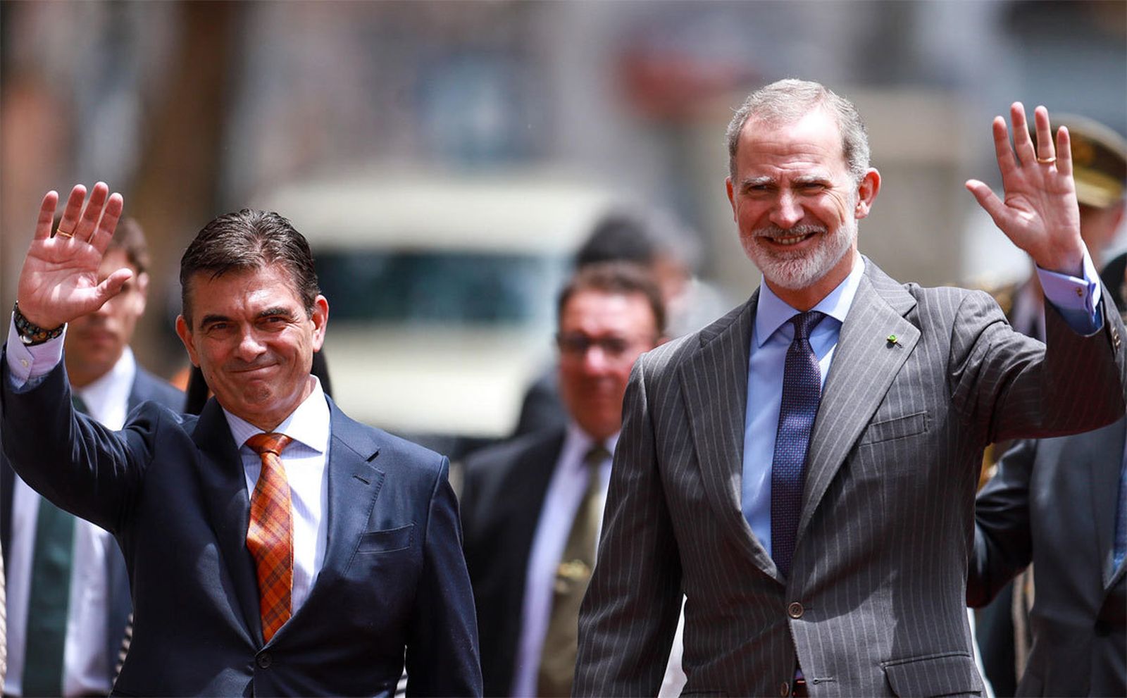 El rey Felipe VI junto al presidente de Bolivia, Rodrigo Paz