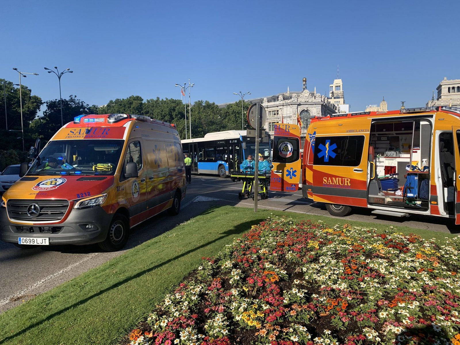 Accidente de una ciclista en la plaza de Cibeles