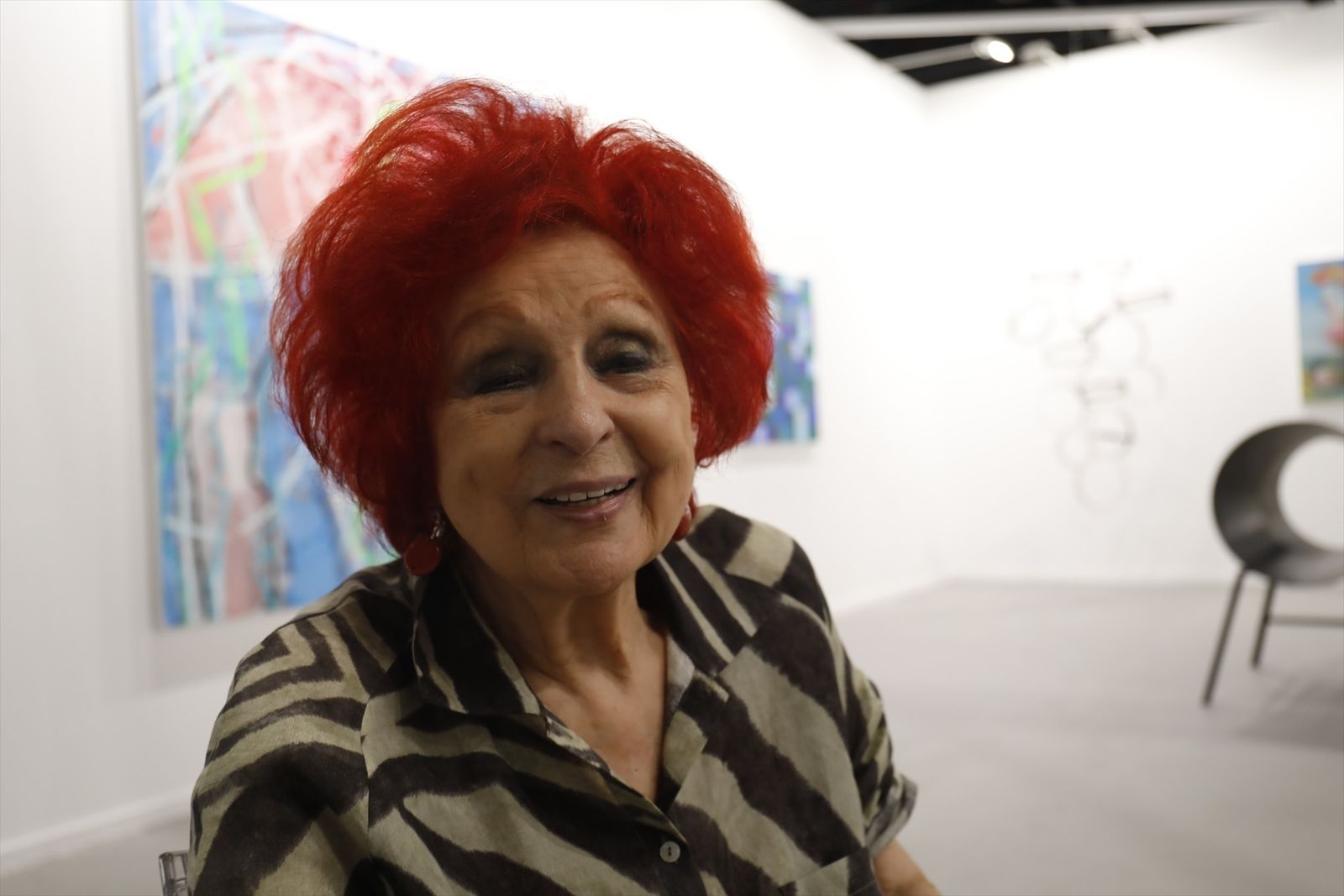 La galerista Juana de Aizpuru en la feria de arte contemporáneo de Madrid ARCO, en 2021