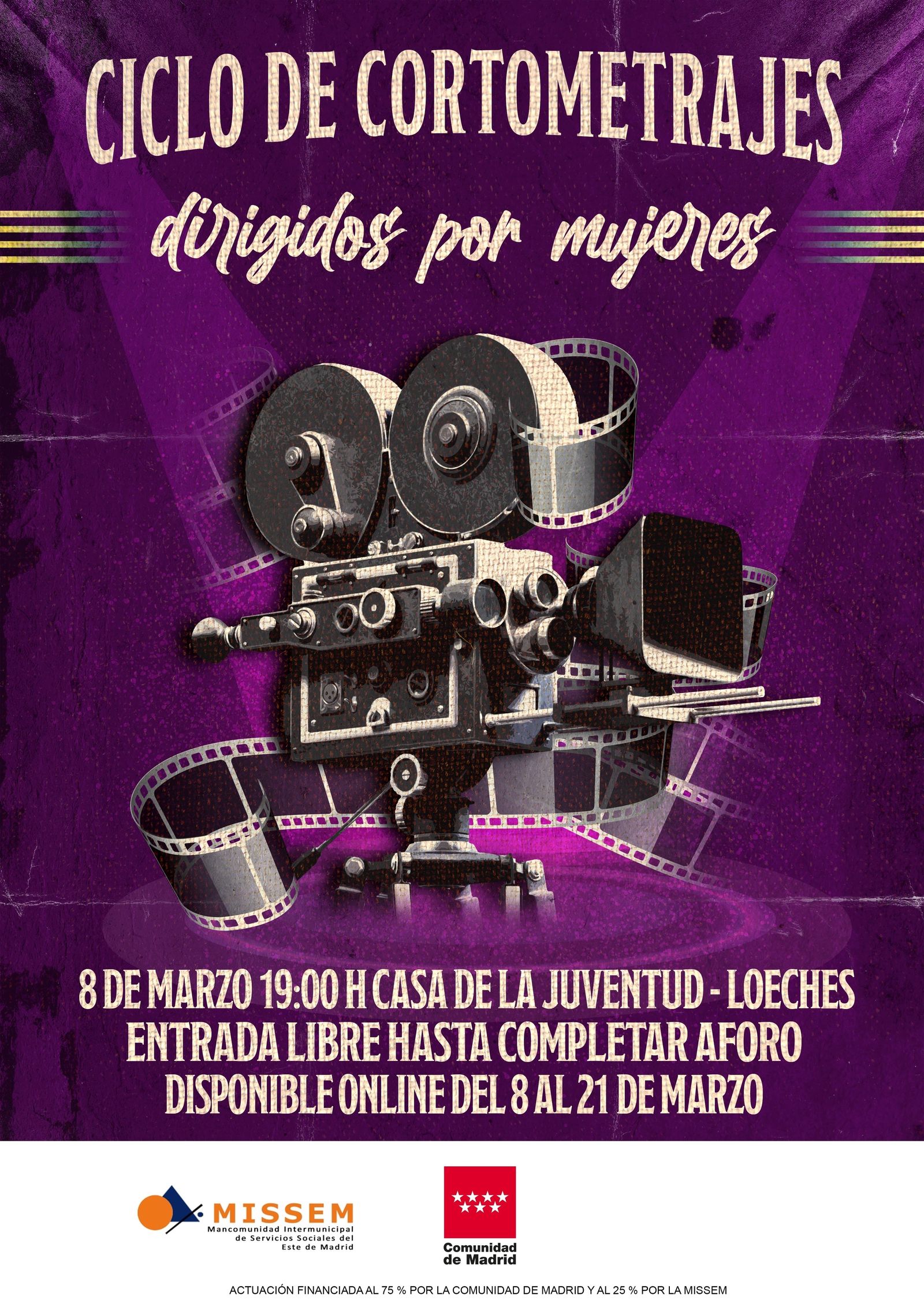 Cartel del ciclo de cortometrajes en la Mancomunidad Este de Madrid