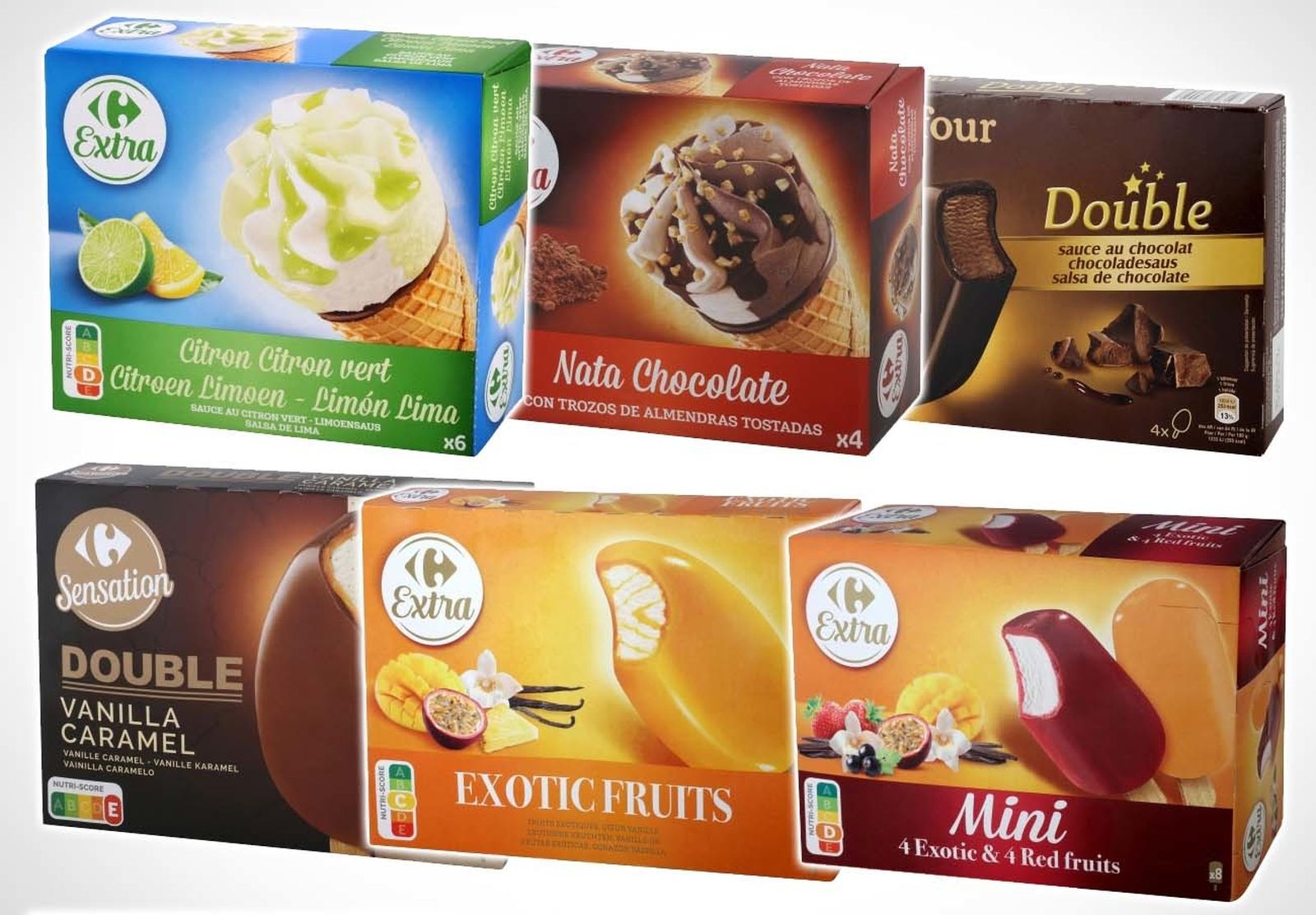 Varios helados de marca blanca de Carrefour