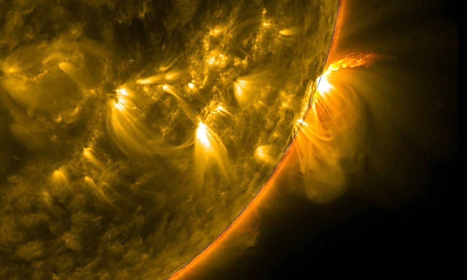 Arcos de plasma salen de la corona solar