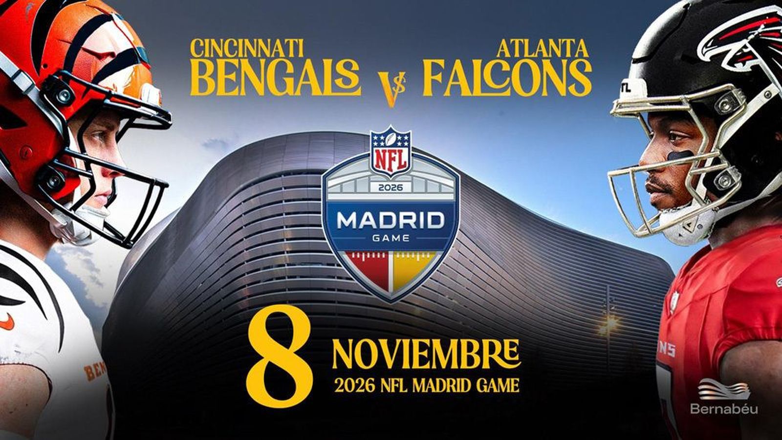 Bengals, rivales de los Falcons en el partido de la NFL en Madrid el 8 de noviembre