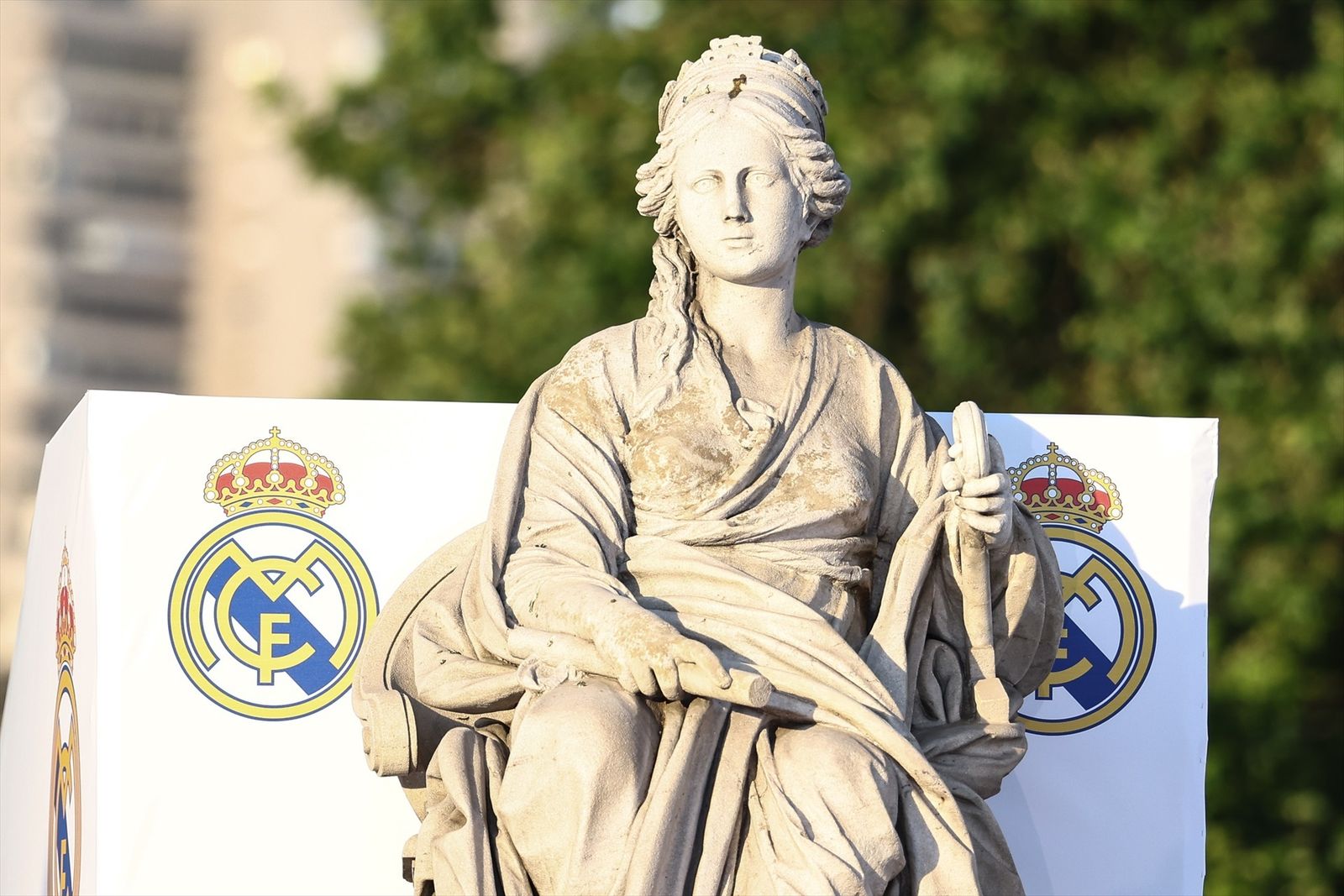 Cibeles durante la recepción de la Comunidad al Real Madrid como ganadores de su 14ª Champions